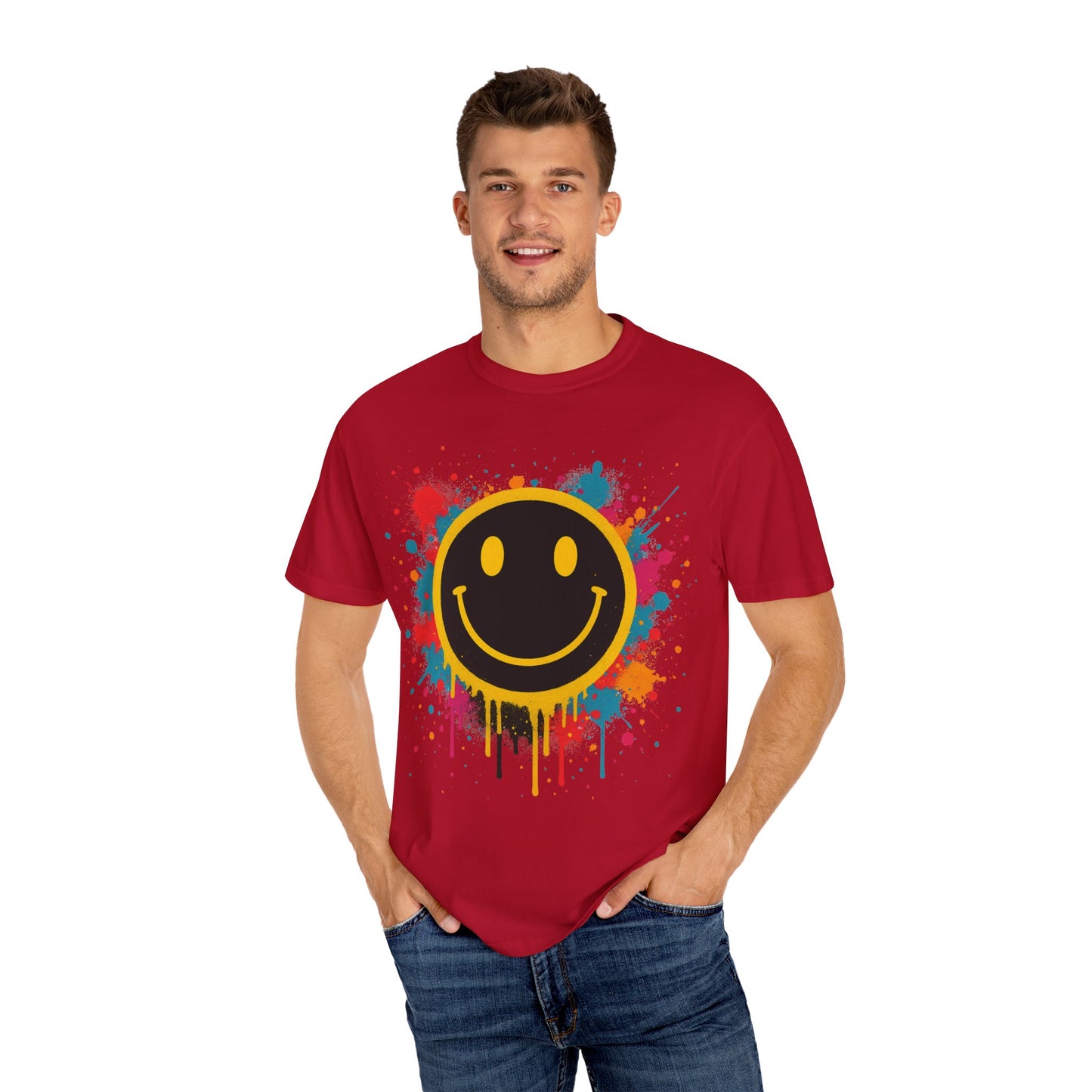 NEVERMIND Graffiti Smiley Face Unisex Garment-Dyed T-shirt