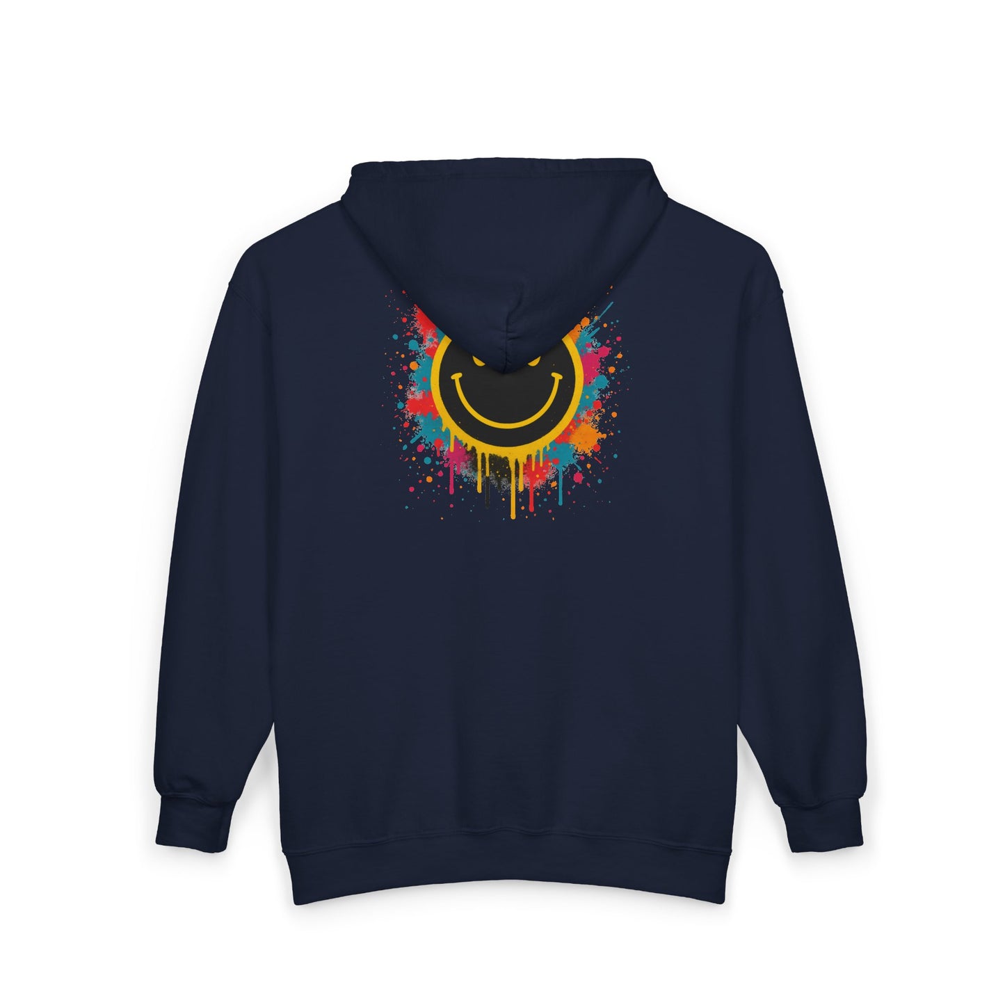 NEVERMIND Graffiti Smiley Face Zip Hoodie | Unisex Casual Wear, Perfect for Gifting, Fall Fashion, Streetwear, Cozy Layering