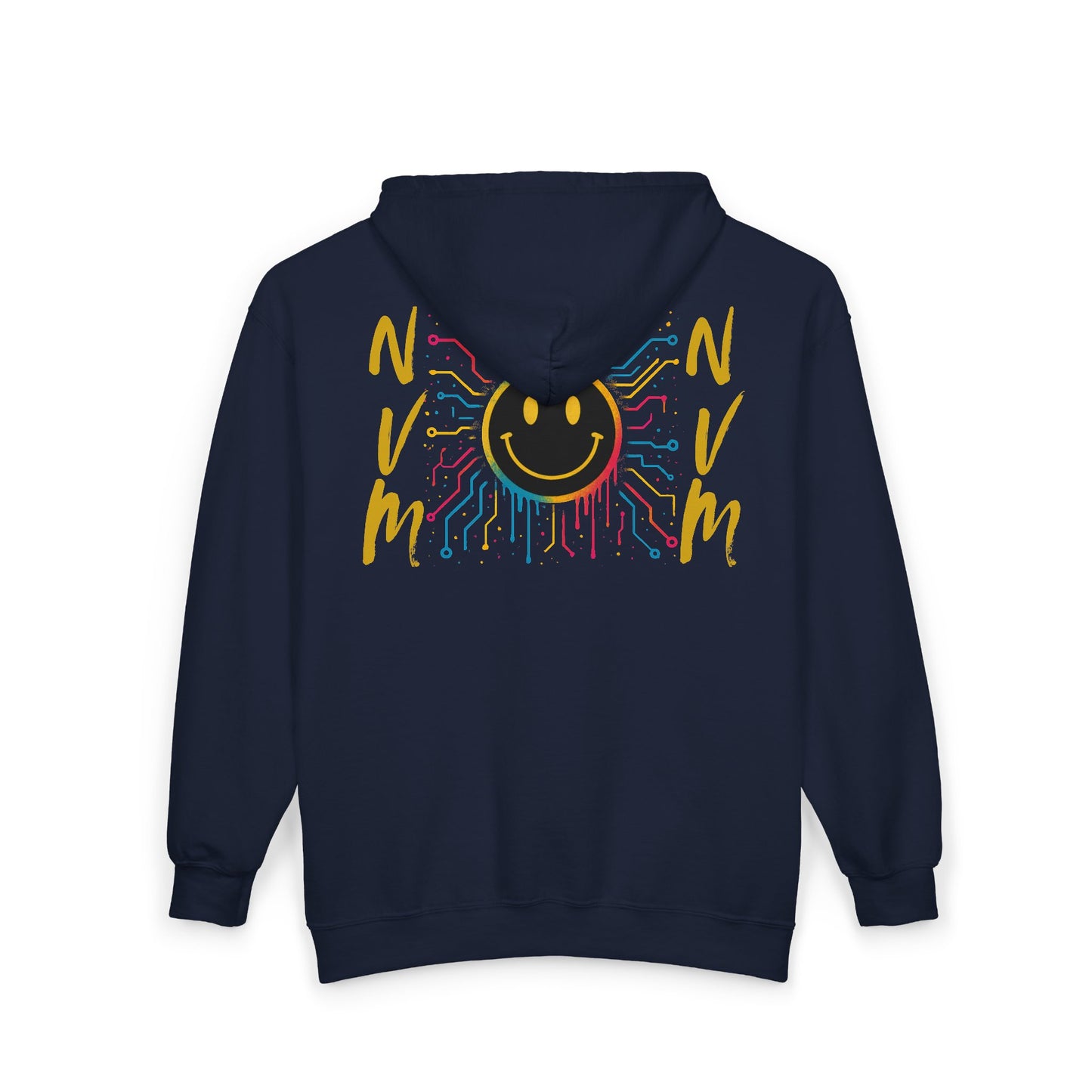 NEVERMIND GRID Smiley Face Zip Hoodie | Unisex Casual Wear, Perfect for Gifting, Fall Fashion, Streetwear, Cozy Layering