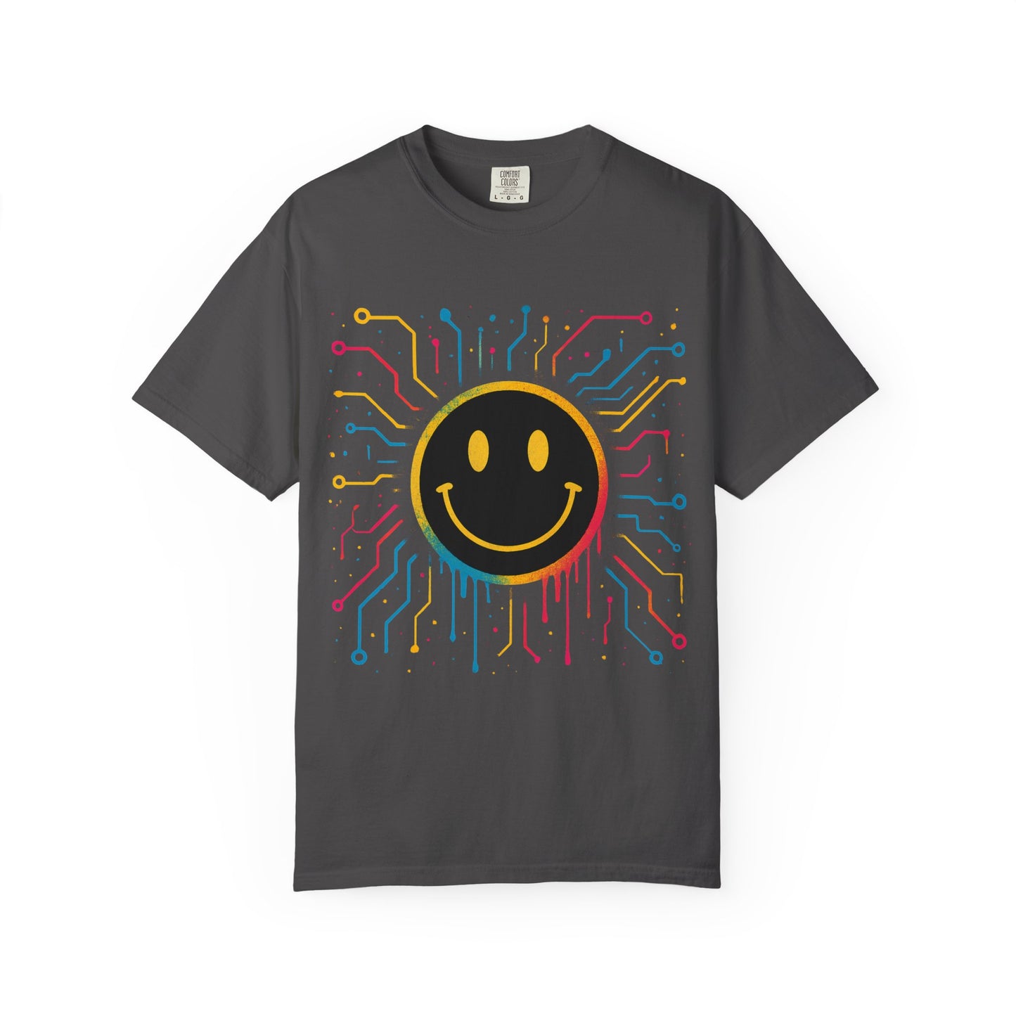 NEVERMIND GRID Smiley Face Unisex Garment-Dyed T-shirt