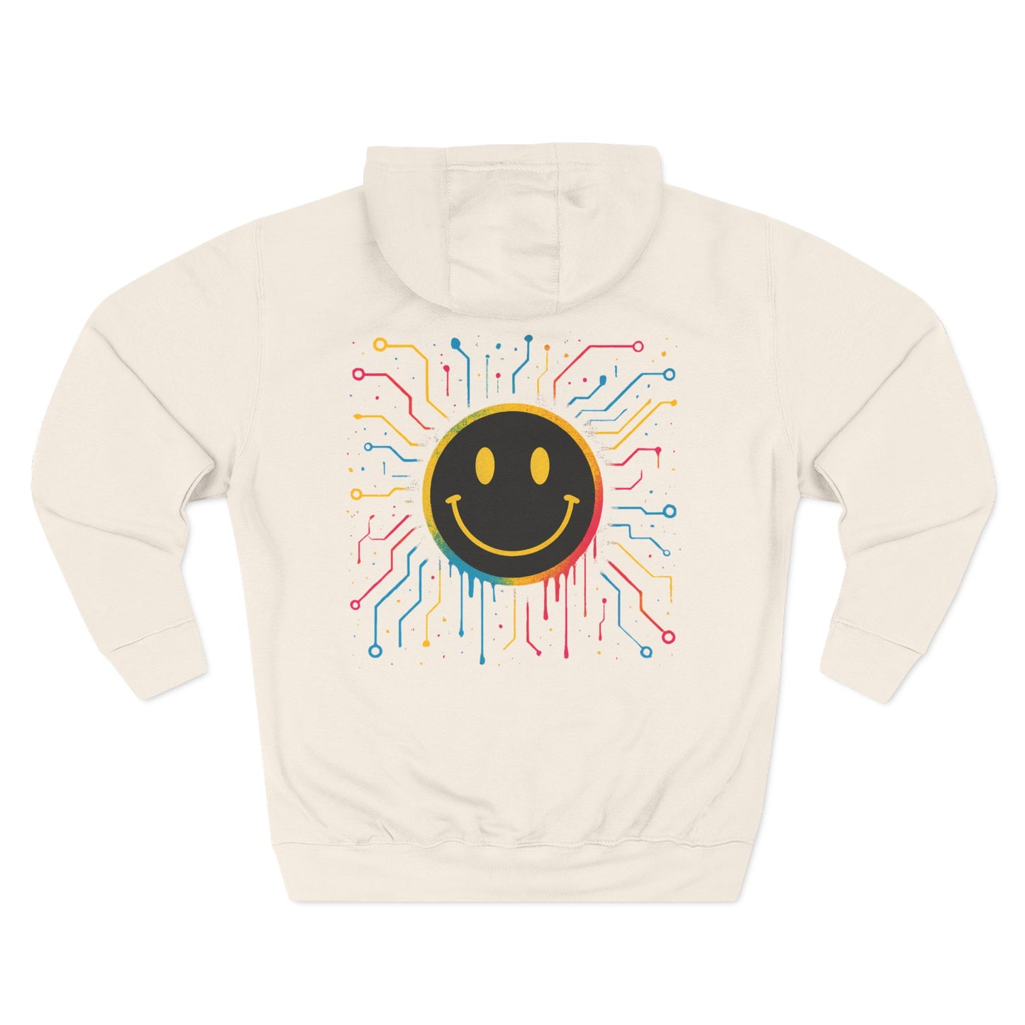 NEVERMIND GRID Smiley Face Three-Panel Fleece Hoodie, Comfortable Sweatshirt for Casual Wear, Gift for Friends, Happy Vibes, Art-Inspired Fashion, [...]