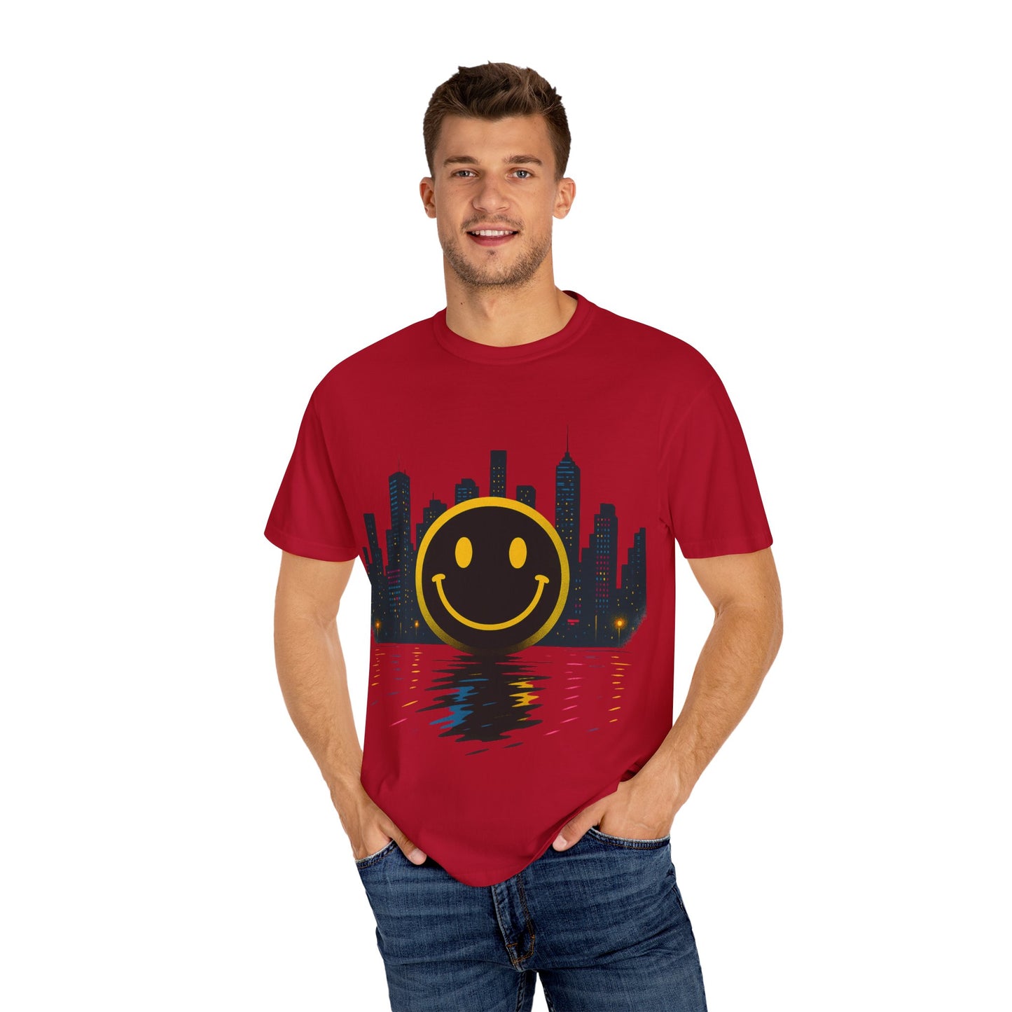 NEVERMIND SMILEY SCAPE i Smiley Face Unisex Garment-Dyed T-shirt