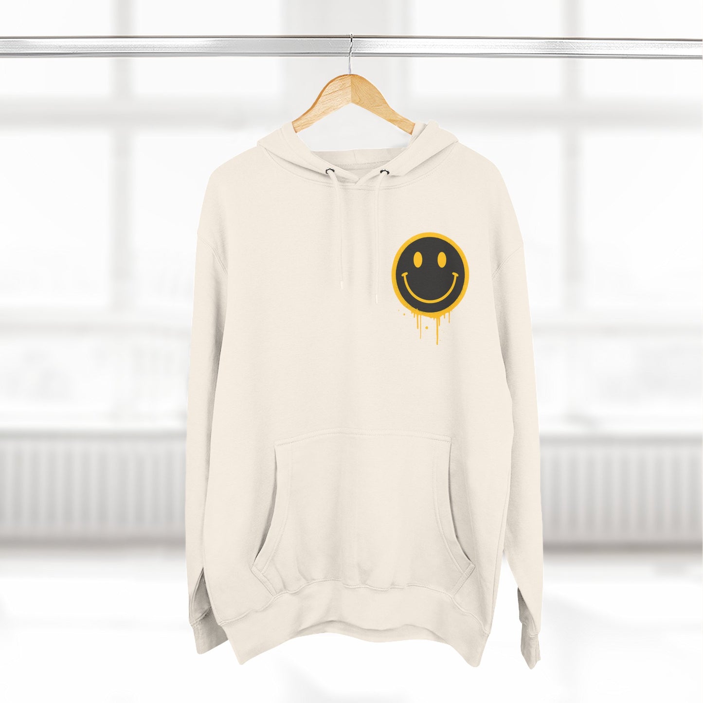 Smiley Face Three-Panel Fleece Hoodie, Comfortable Sweatshirt for Casual Wear, Gift for Friends, Happy Vibes, Art-Inspired Fashion, [...]