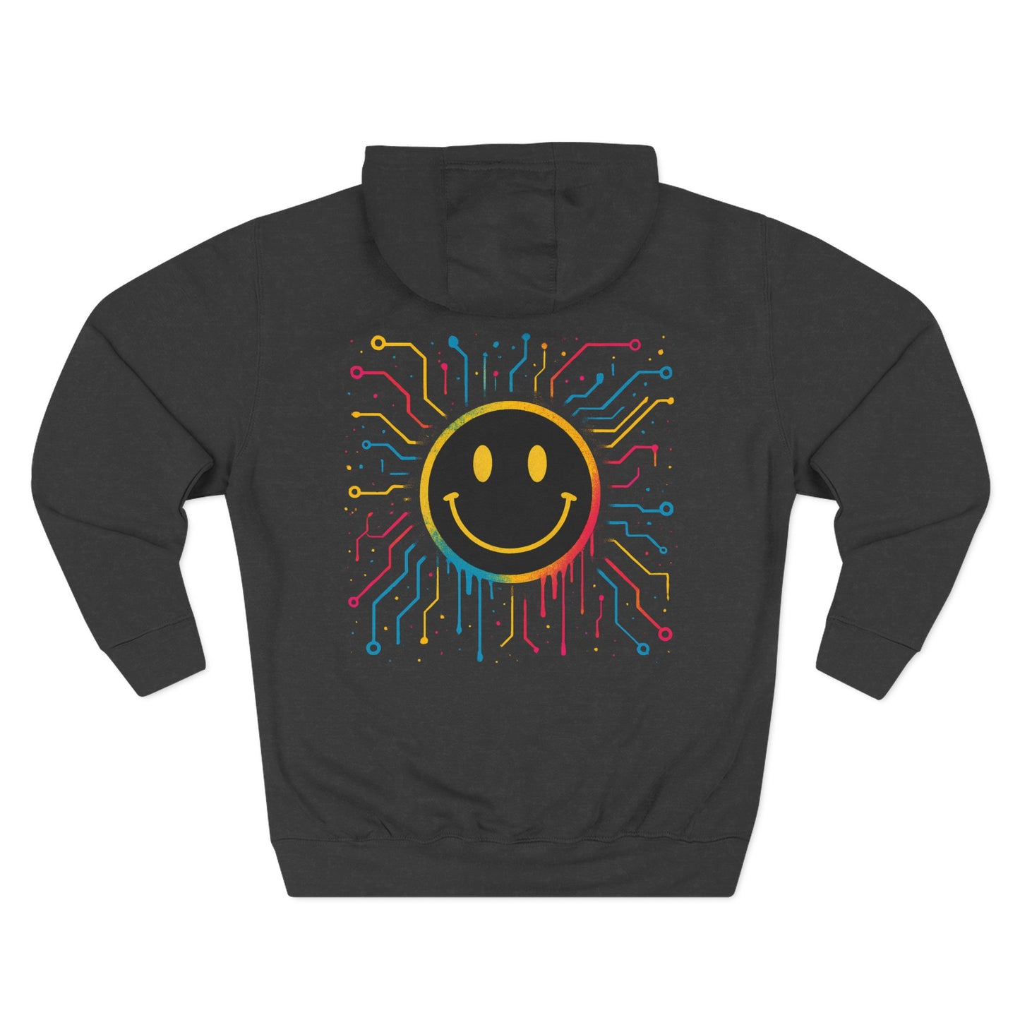 NEVERMIND GRID Smiley Face Three-Panel Fleece Hoodie, Comfortable Sweatshirt for Casual Wear, Gift for Friends, Happy Vibes, Art-Inspired Fashion, [...]
