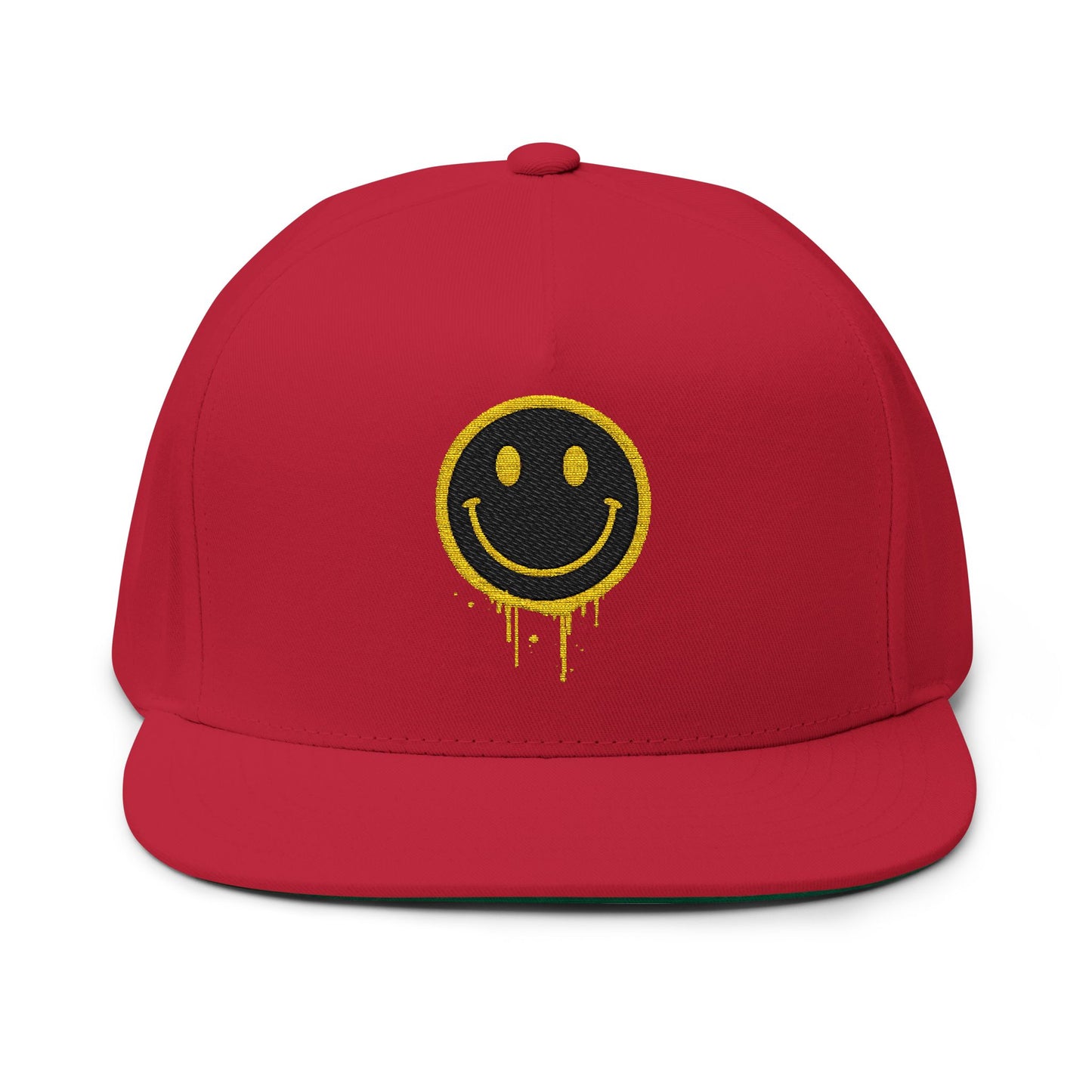 NEVERMIND Graffiti Smiley Face Flat Bill Cap, Trendy Embroidered Hat for Casual Outfits, Gift for Him/Her, Summer Style, Streetwear Cap