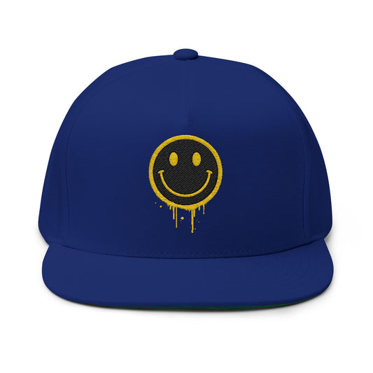 NEVERMIND Graffiti Smiley Face Flat Bill Cap, Trendy Embroidered Hat for Casual Outfits, Gift for Him/Her, Summer Style, Streetwear Cap