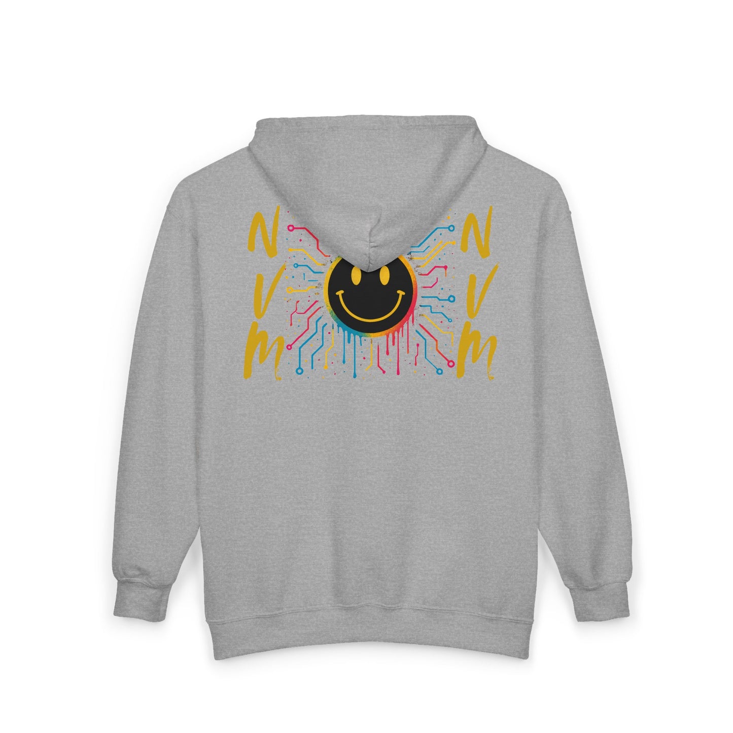 NEVERMIND GRID Smiley Face Zip Hoodie | Unisex Casual Wear, Perfect for Gifting, Fall Fashion, Streetwear, Cozy Layering