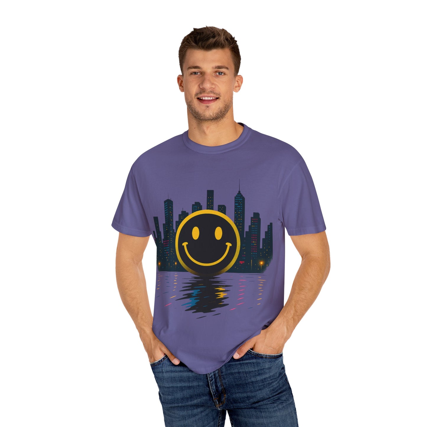 NEVERMIND SMILEY SCAPE i Smiley Face Unisex Garment-Dyed T-shirt