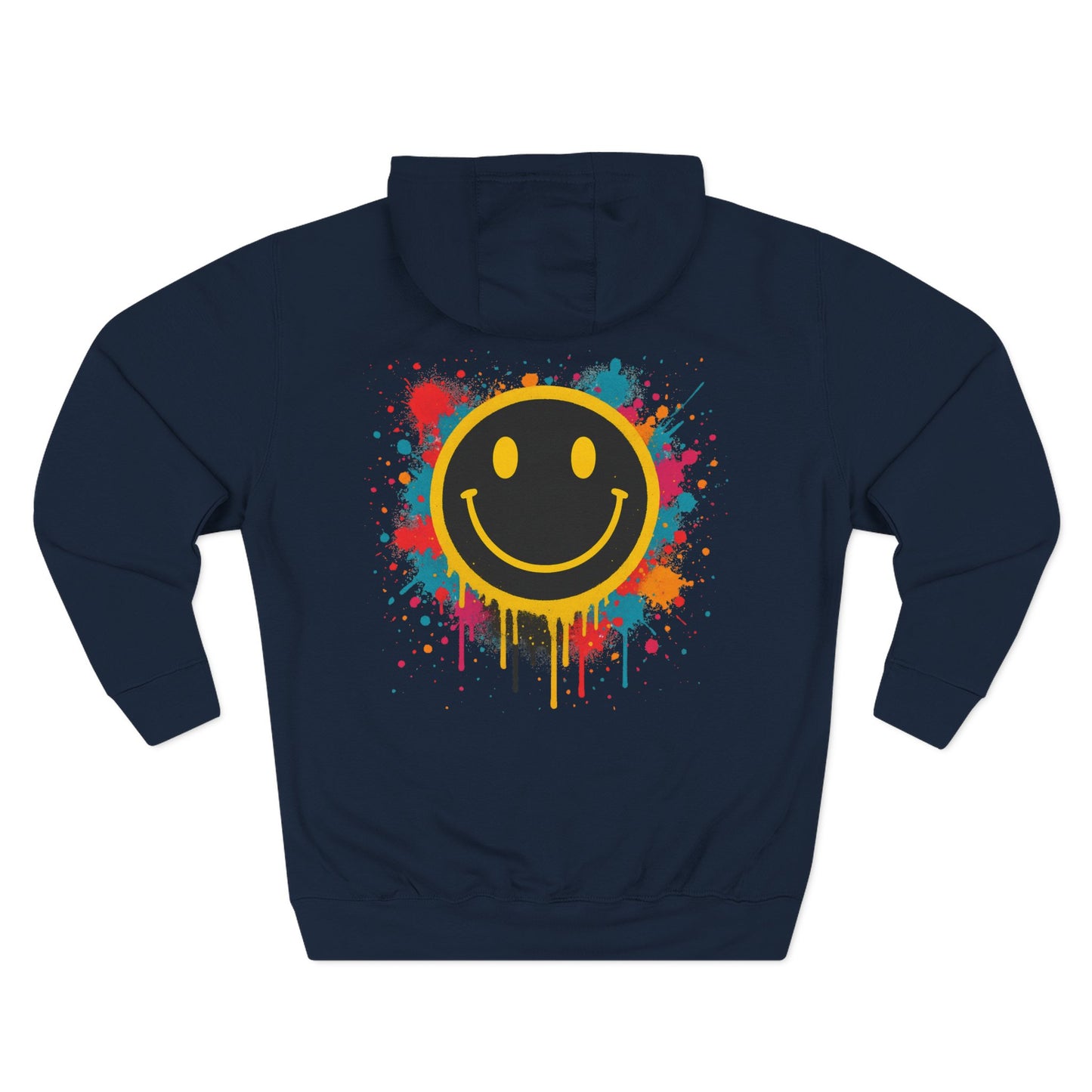 Smiley Face Three-Panel Fleece Hoodie, Comfortable Sweatshirt for Casual Wear, Gift for Friends, Happy Vibes, Art-Inspired Fashion, [...]