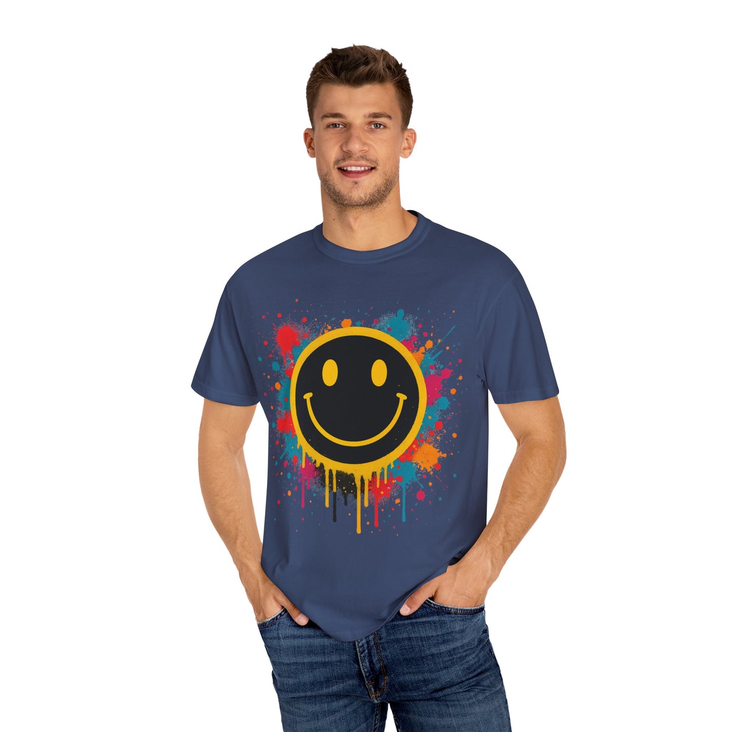 NEVERMIND Graffiti Smiley Face Unisex Garment-Dyed T-shirt