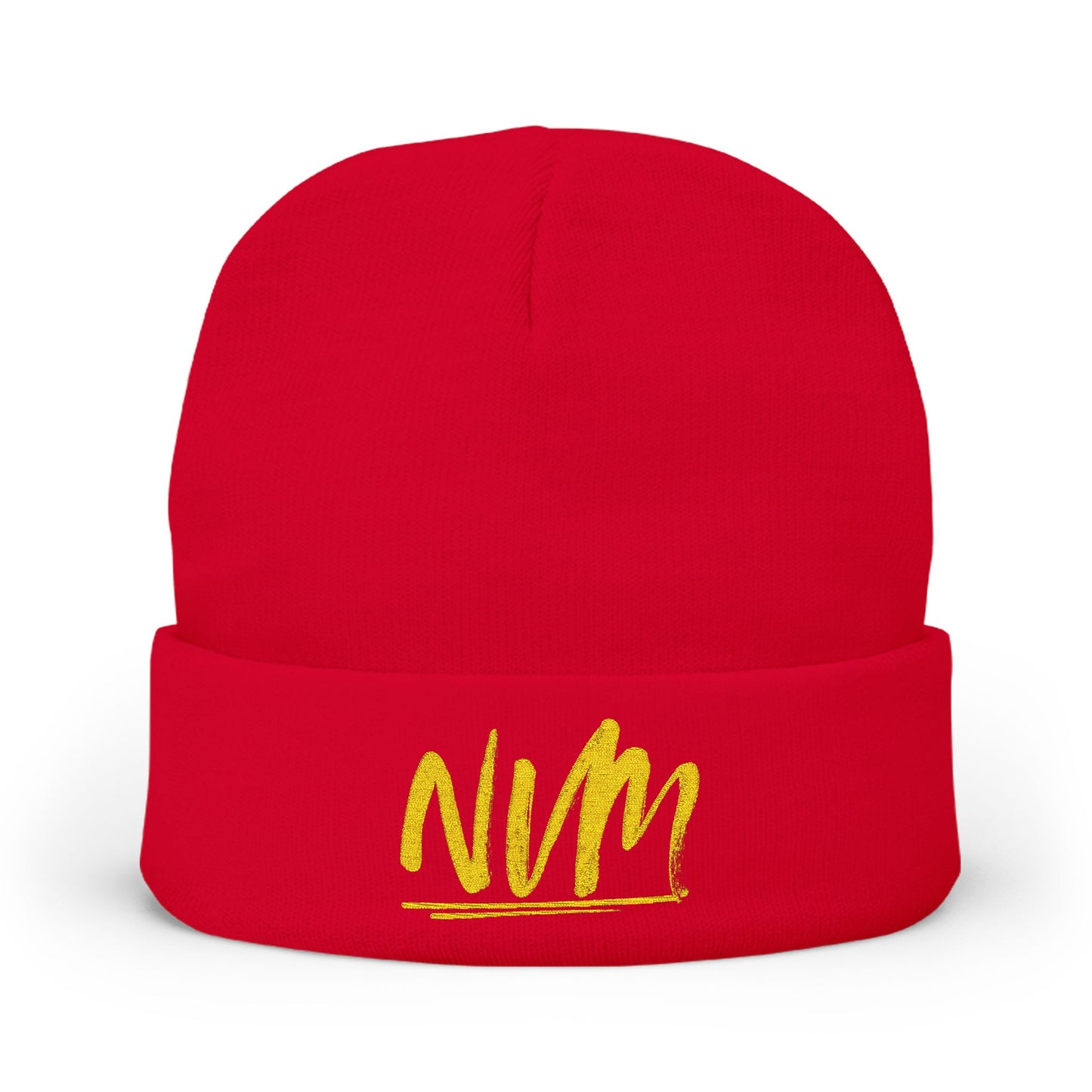 NEVERMIND ( NVM SWOOSH ) Cozy Knit Beanie with Custom Embroidery | Personalized Winter Hat, Unisex Beanie, Gift for Him/Her, Warm Accessory for All Occasions
