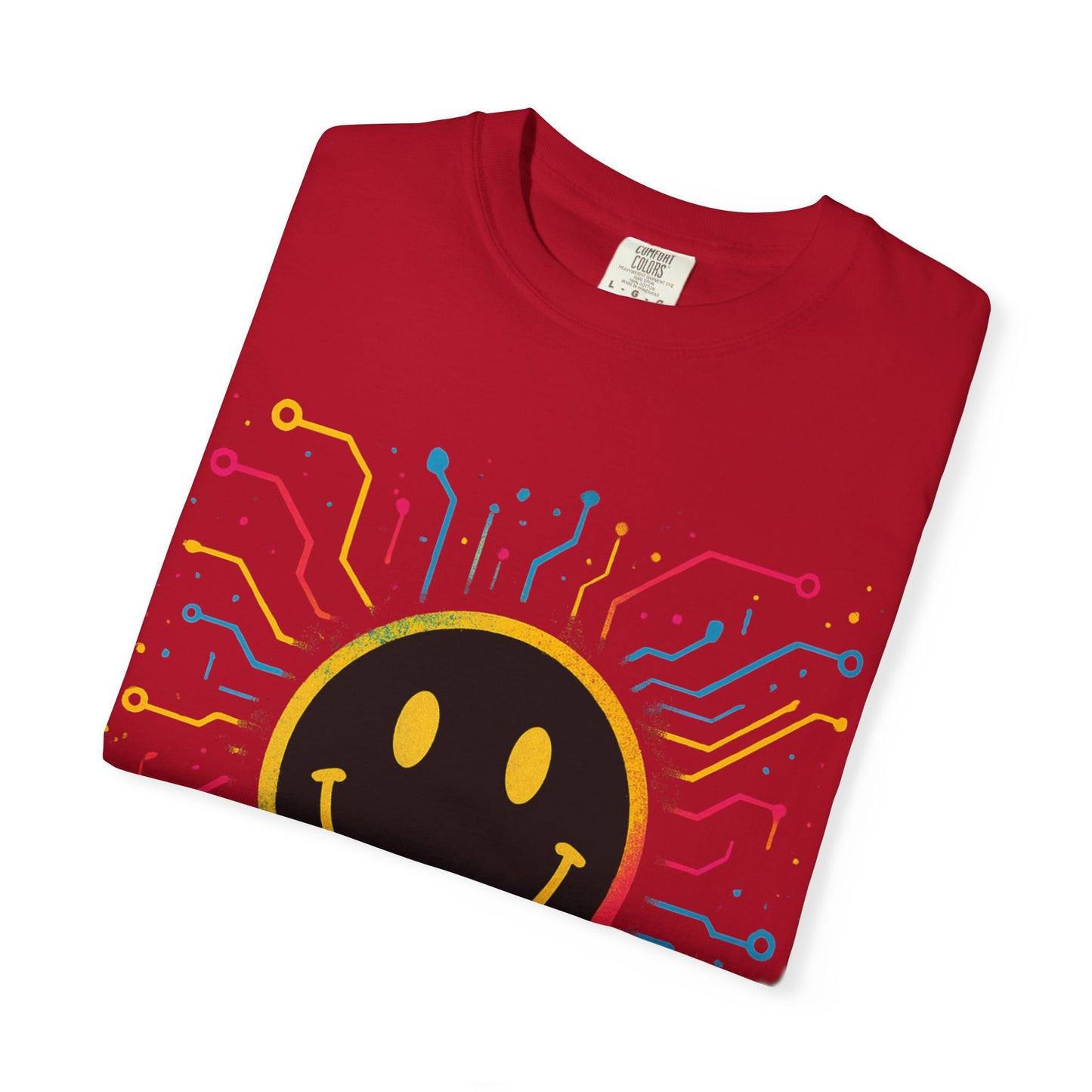 NEVERMIND GRID Smiley Face Unisex Garment-Dyed T-shirt