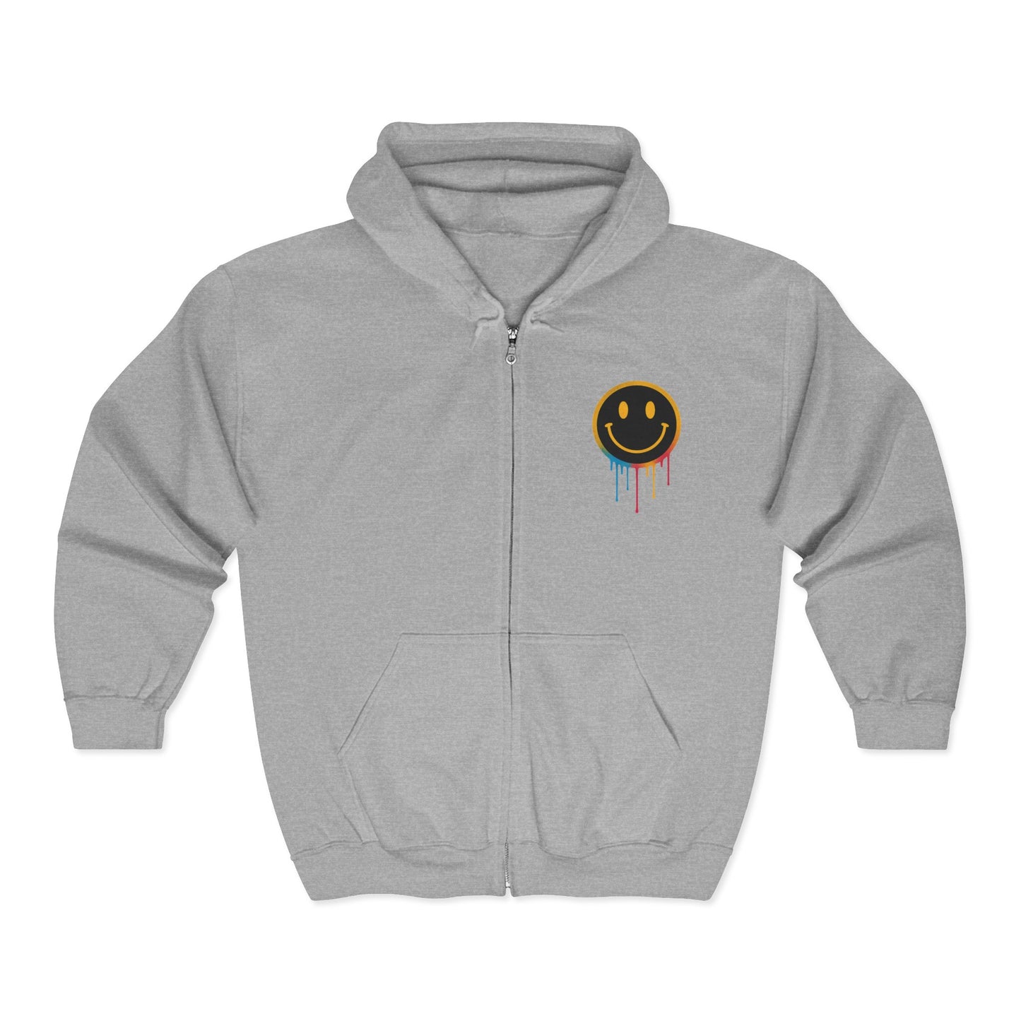 NEVERMIND GRID Smiley Face Zip Hoodie | Unisex Casual Wear, Perfect for Gifting, Fall Fashion, Streetwear, Cozy Layering
