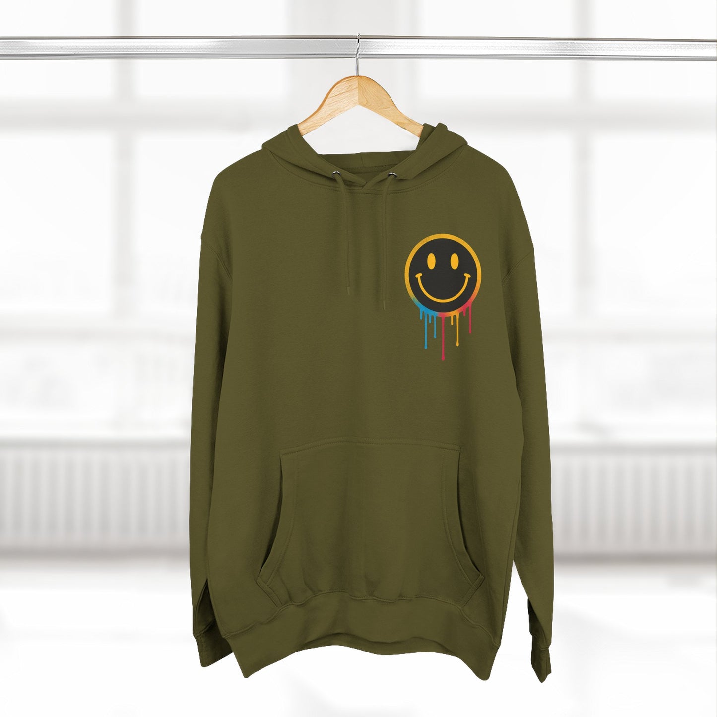 NEVERMIND GRID Smiley Face Three-Panel Fleece Hoodie, Comfortable Sweatshirt for Casual Wear, Gift for Friends, Happy Vibes, Art-Inspired Fashion, [...]