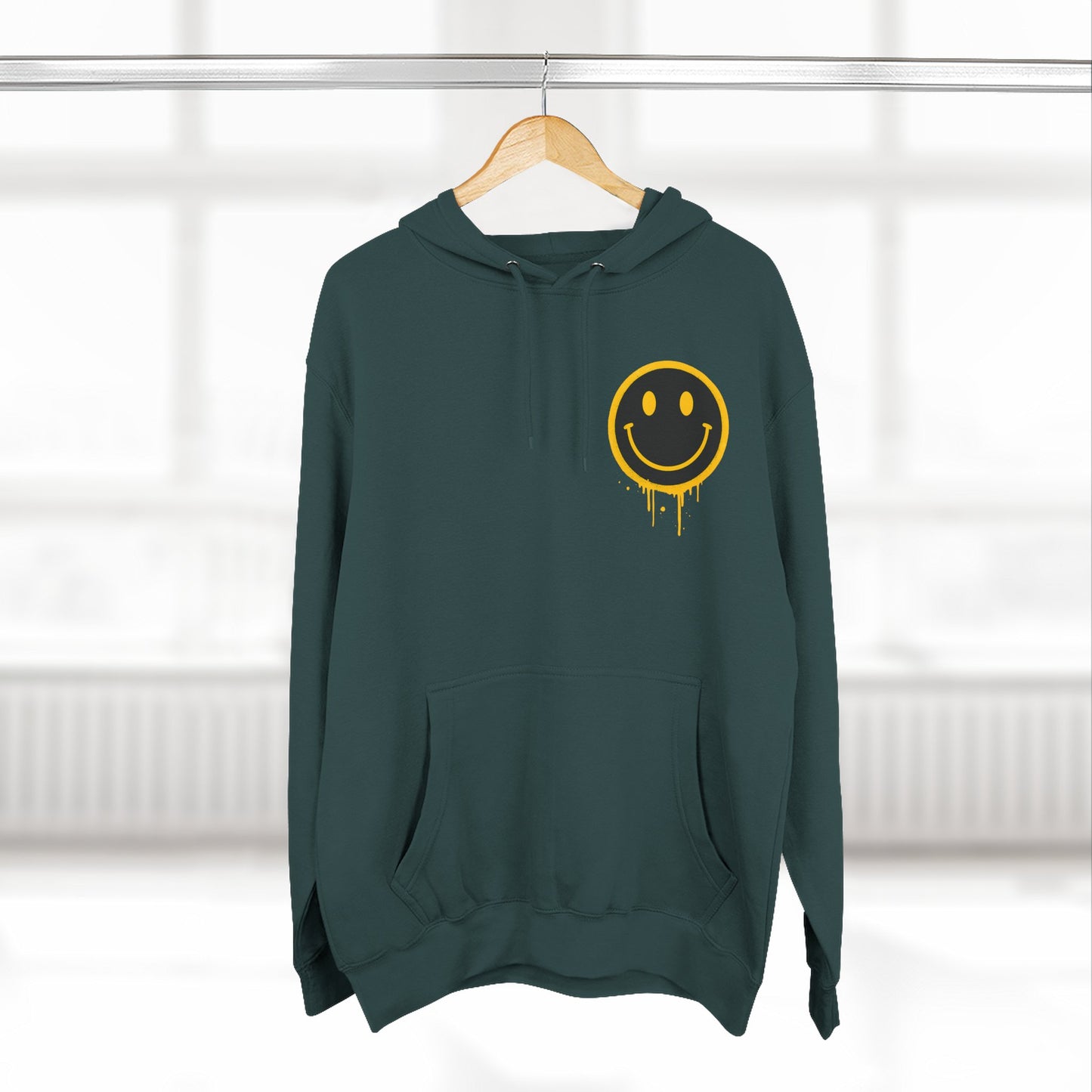 Smiley Face Three-Panel Fleece Hoodie, Comfortable Sweatshirt for Casual Wear, Gift for Friends, Happy Vibes, Art-Inspired Fashion, [...]