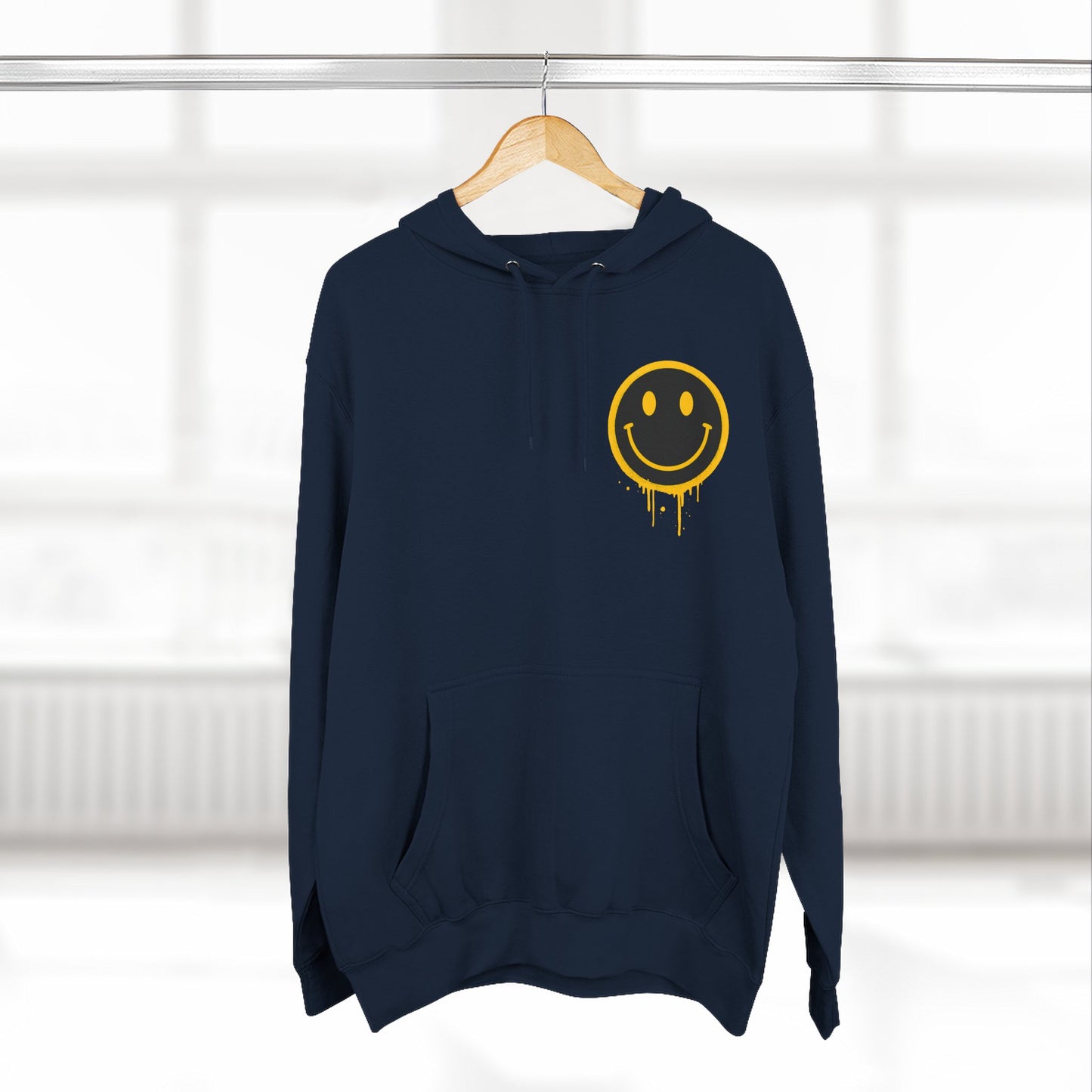 Smiley Face Three-Panel Fleece Hoodie, Comfortable Sweatshirt for Casual Wear, Gift for Friends, Happy Vibes, Art-Inspired Fashion, [...]