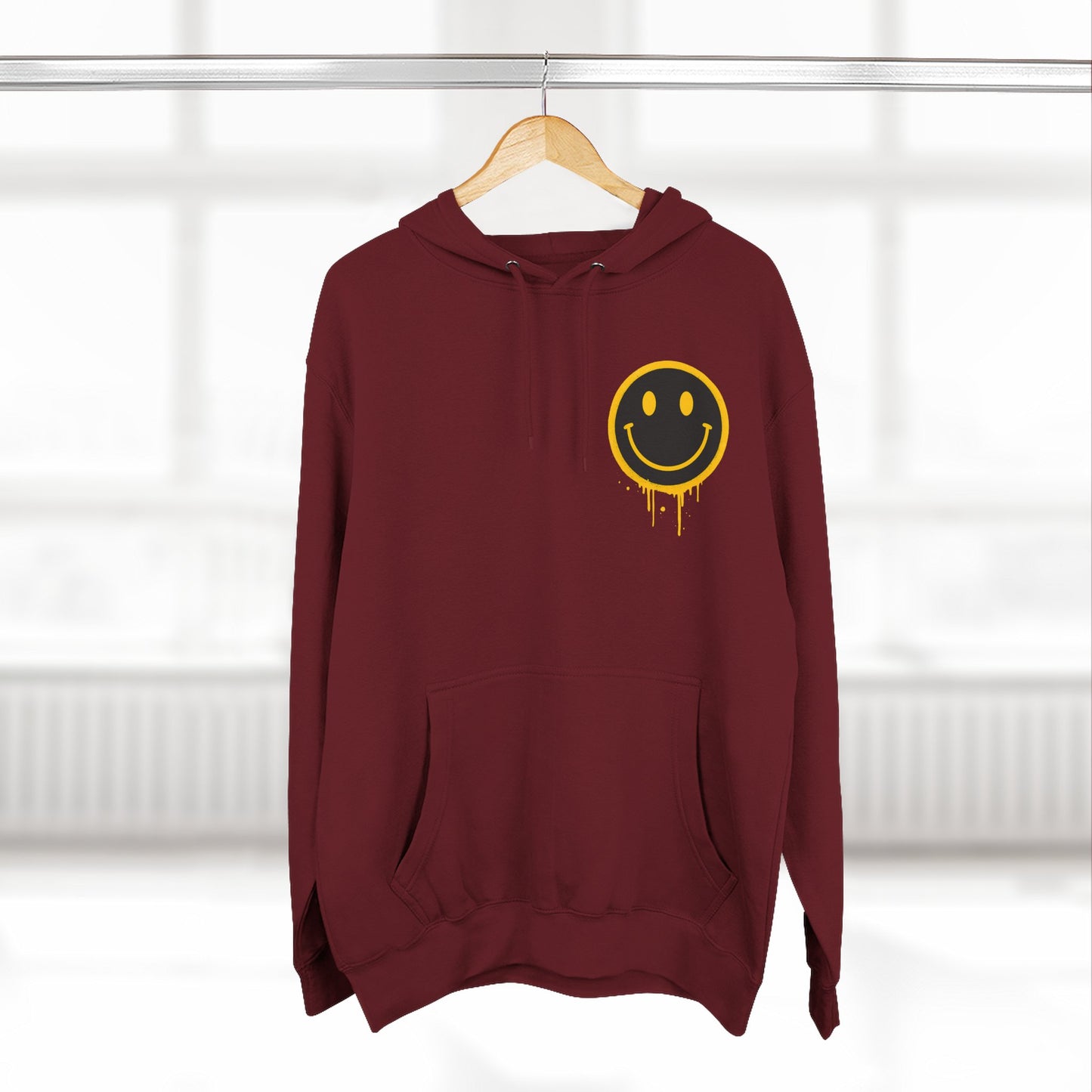 Smiley Face Three-Panel Fleece Hoodie, Comfortable Sweatshirt for Casual Wear, Gift for Friends, Happy Vibes, Art-Inspired Fashion, [...]