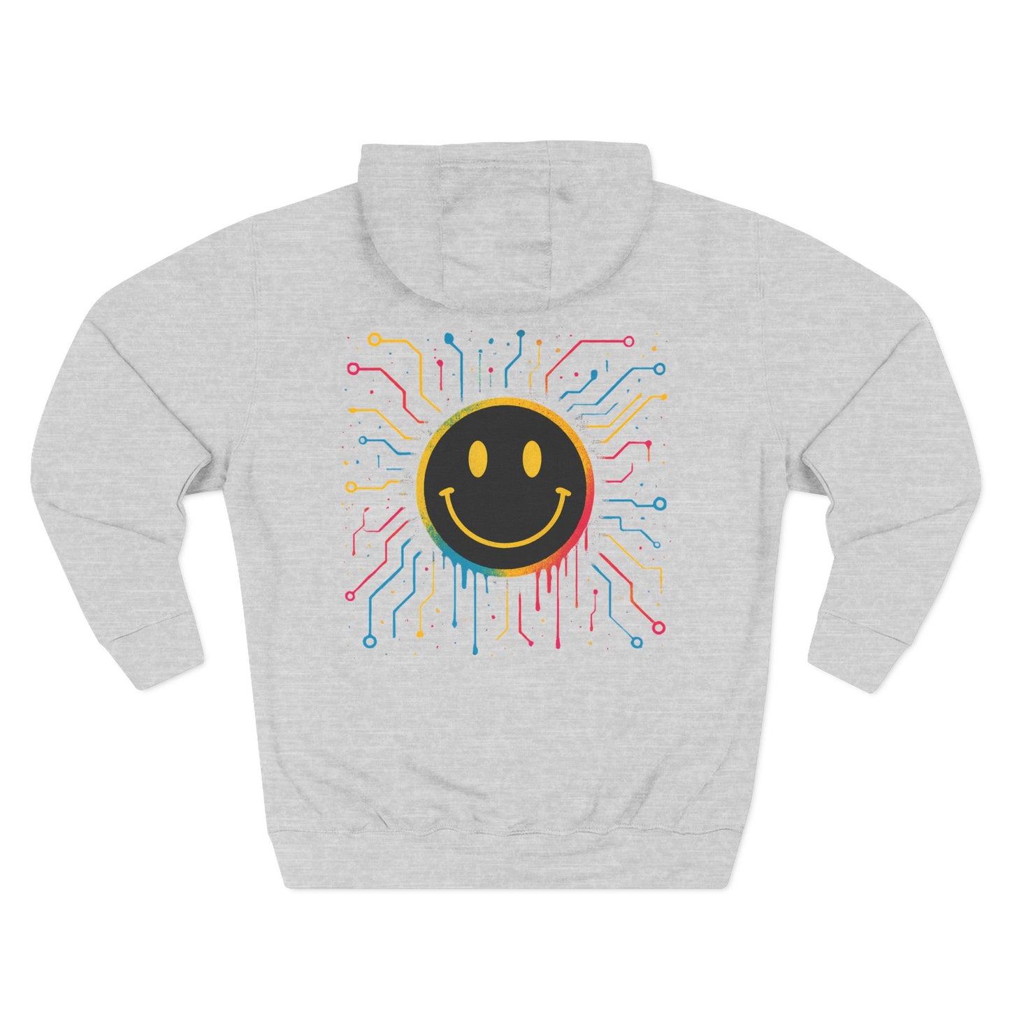 NEVERMIND GRID Smiley Face Three-Panel Fleece Hoodie, Comfortable Sweatshirt for Casual Wear, Gift for Friends, Happy Vibes, Art-Inspired Fashion, [...]