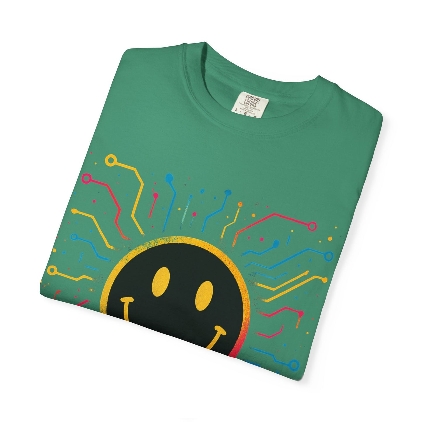 NEVERMIND GRID Smiley Face Unisex Garment-Dyed T-shirt