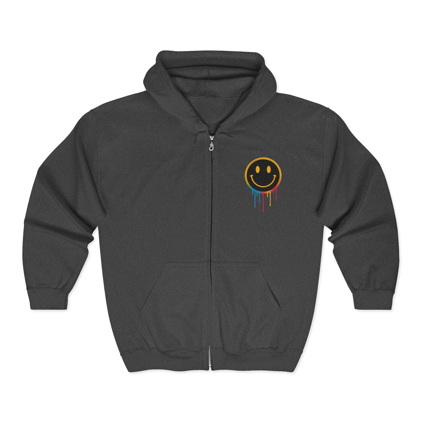 NEVERMIND GRID Smiley Face Zip Hoodie | Unisex Casual Wear, Perfect for Gifting, Fall Fashion, Streetwear, Cozy Layering