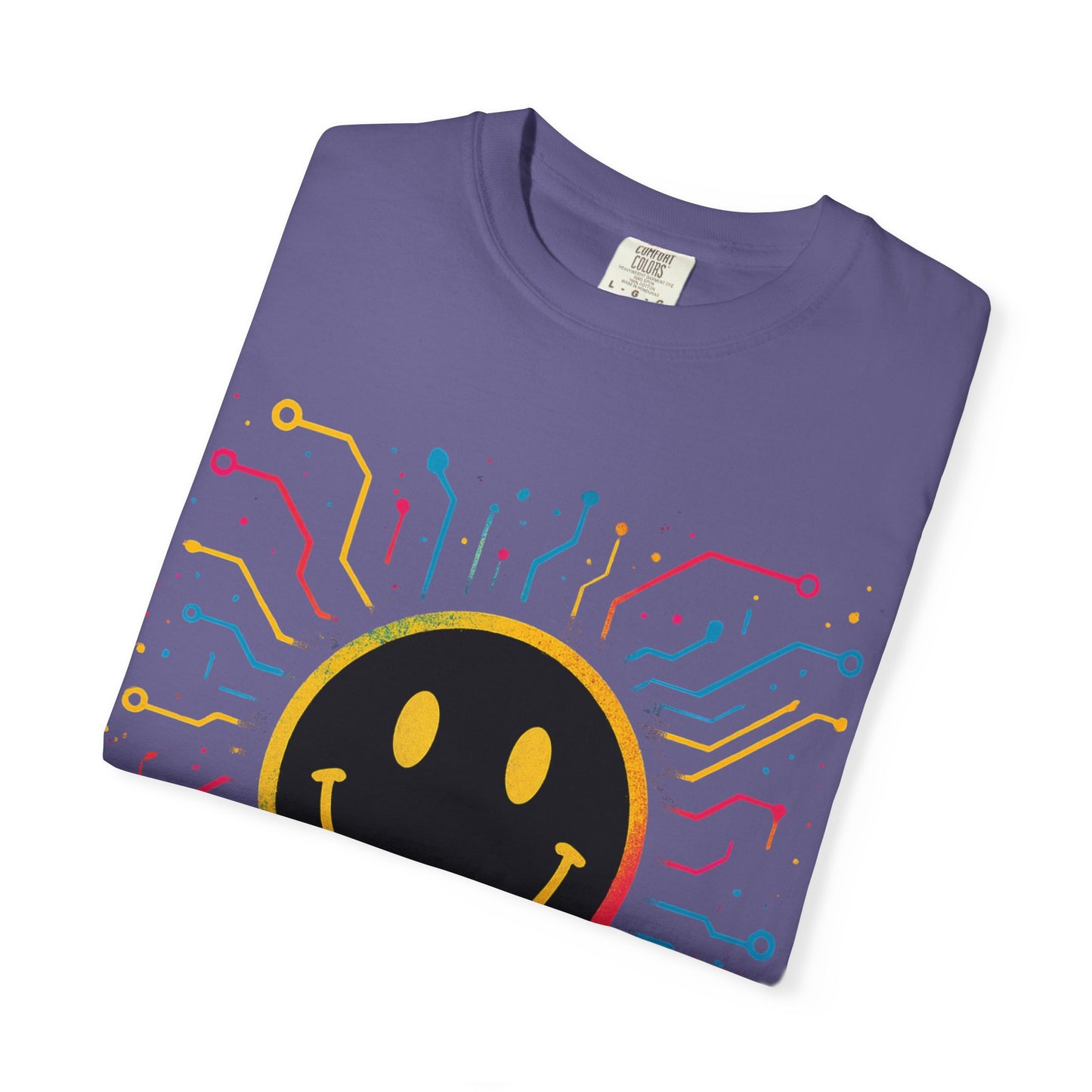 NEVERMIND GRID Smiley Face Unisex Garment-Dyed T-shirt