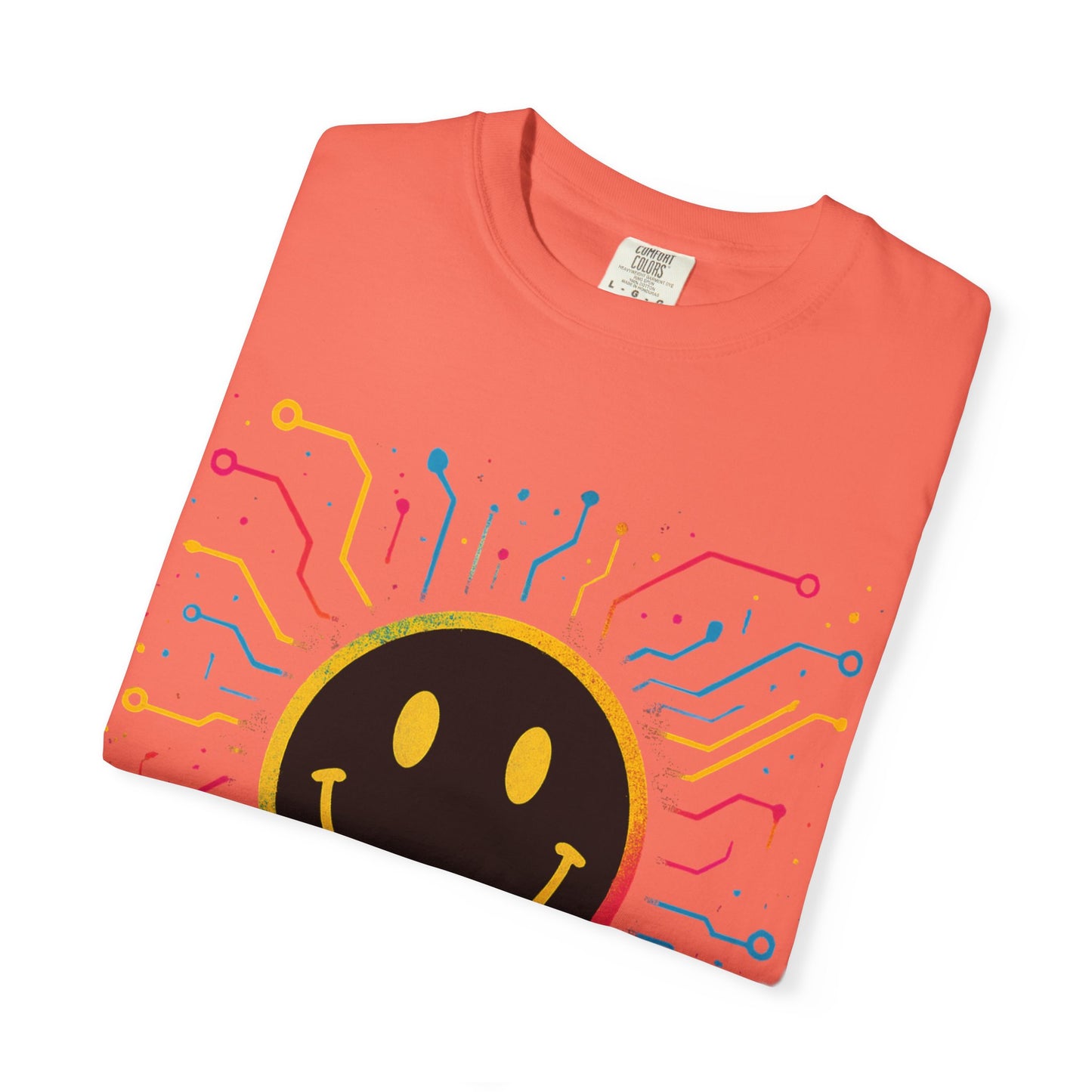 NEVERMIND GRID Smiley Face Unisex Garment-Dyed T-shirt