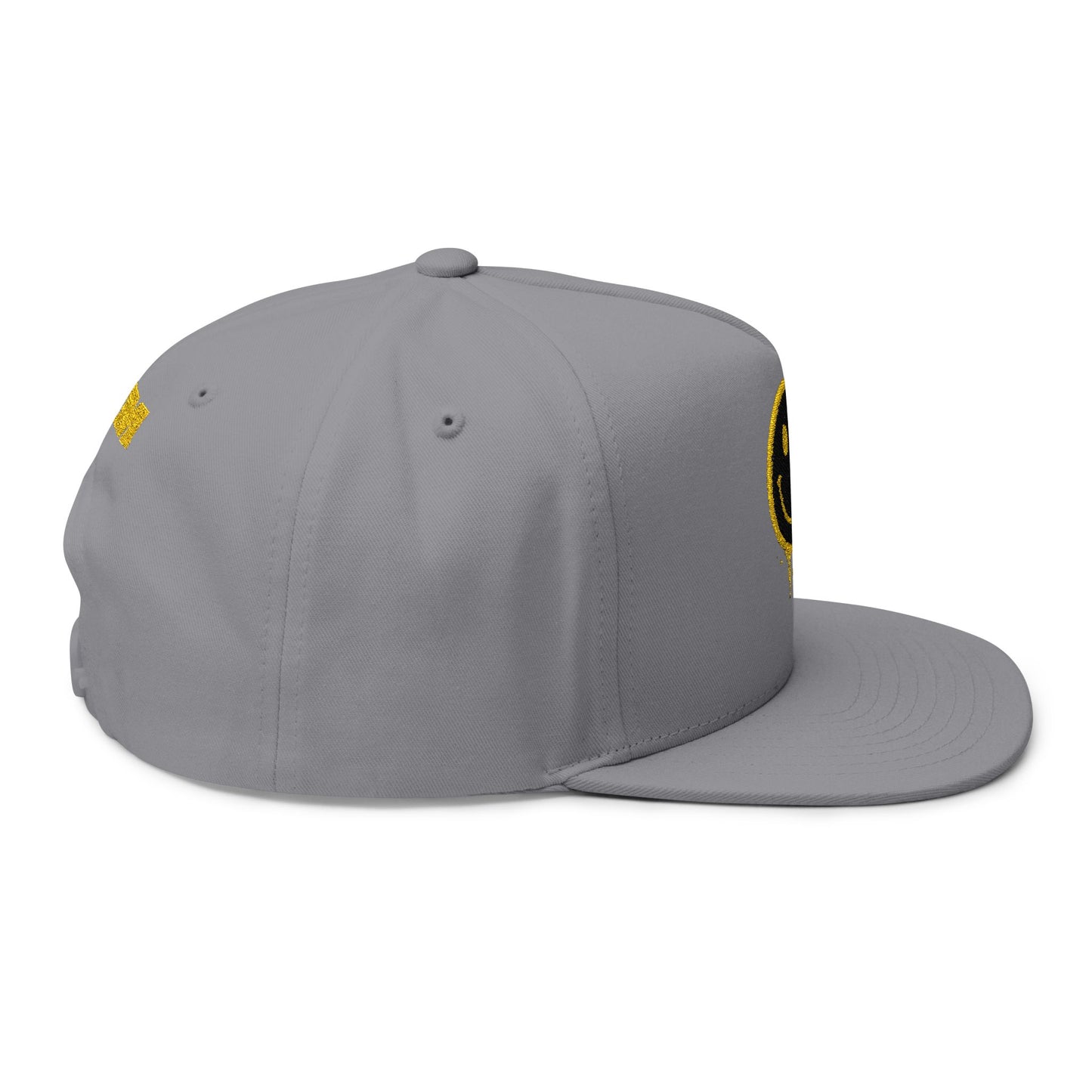NEVERMIND Graffiti Smiley Face Flat Bill Cap, Trendy Embroidered Hat for Casual Outfits, Gift for Him/Her, Summer Style, Streetwear Cap