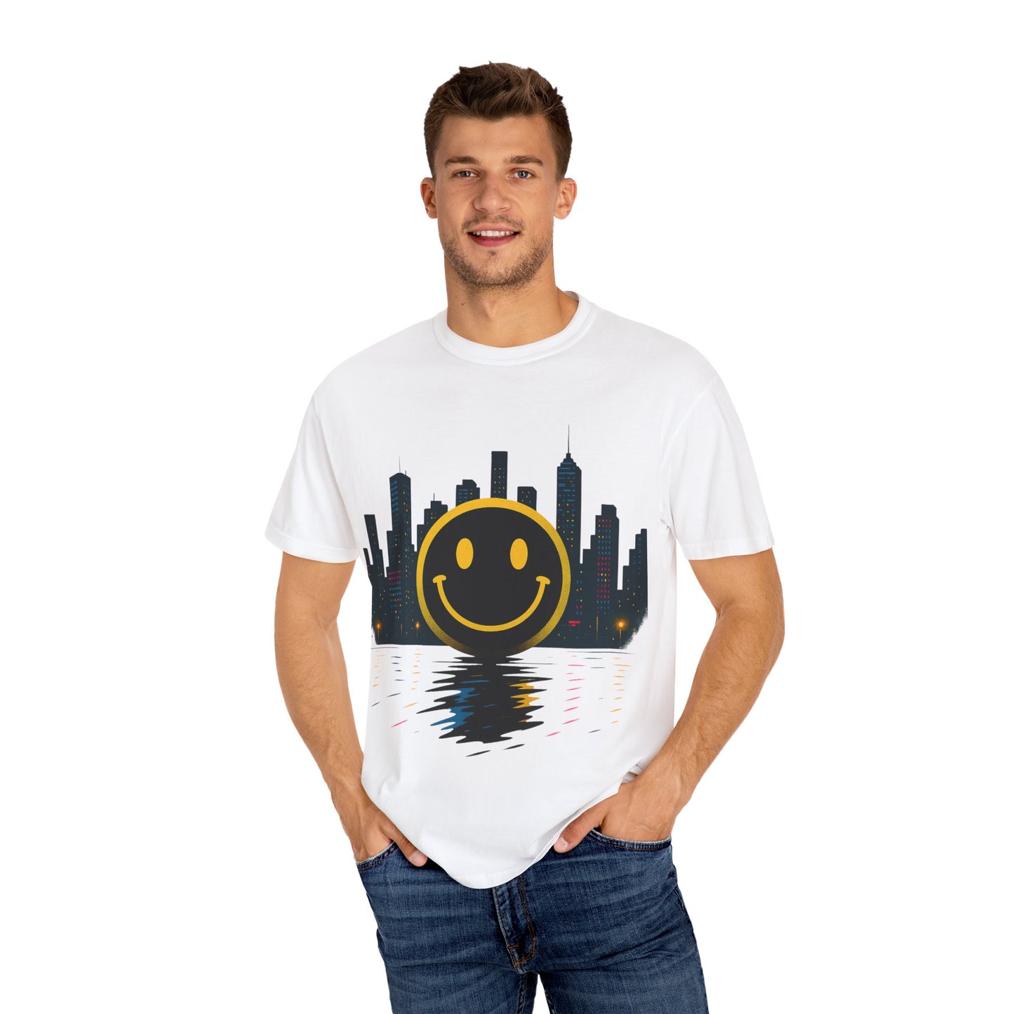 NEVERMIND SMILEY SCAPE i Smiley Face Unisex Garment-Dyed T-shirt