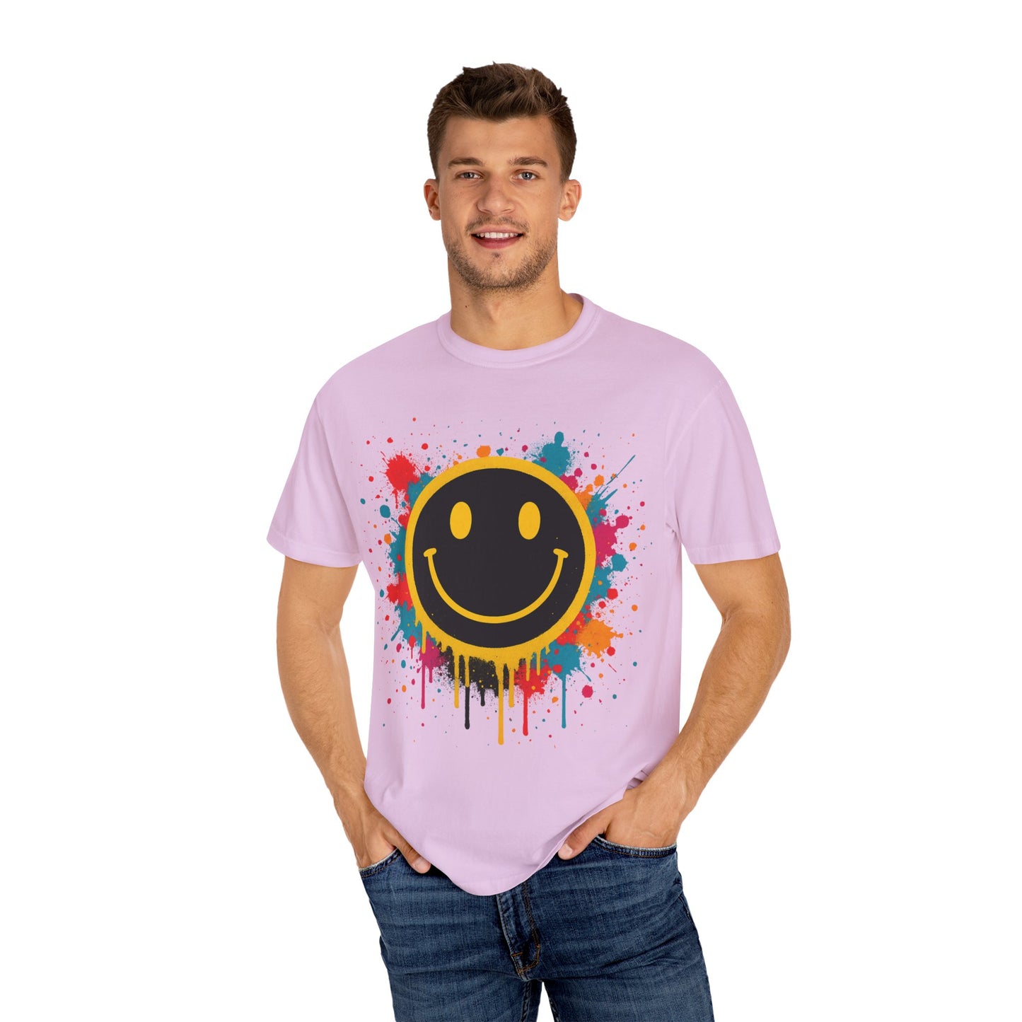 NEVERMIND Graffiti Smiley Face Unisex Garment-Dyed T-shirt
