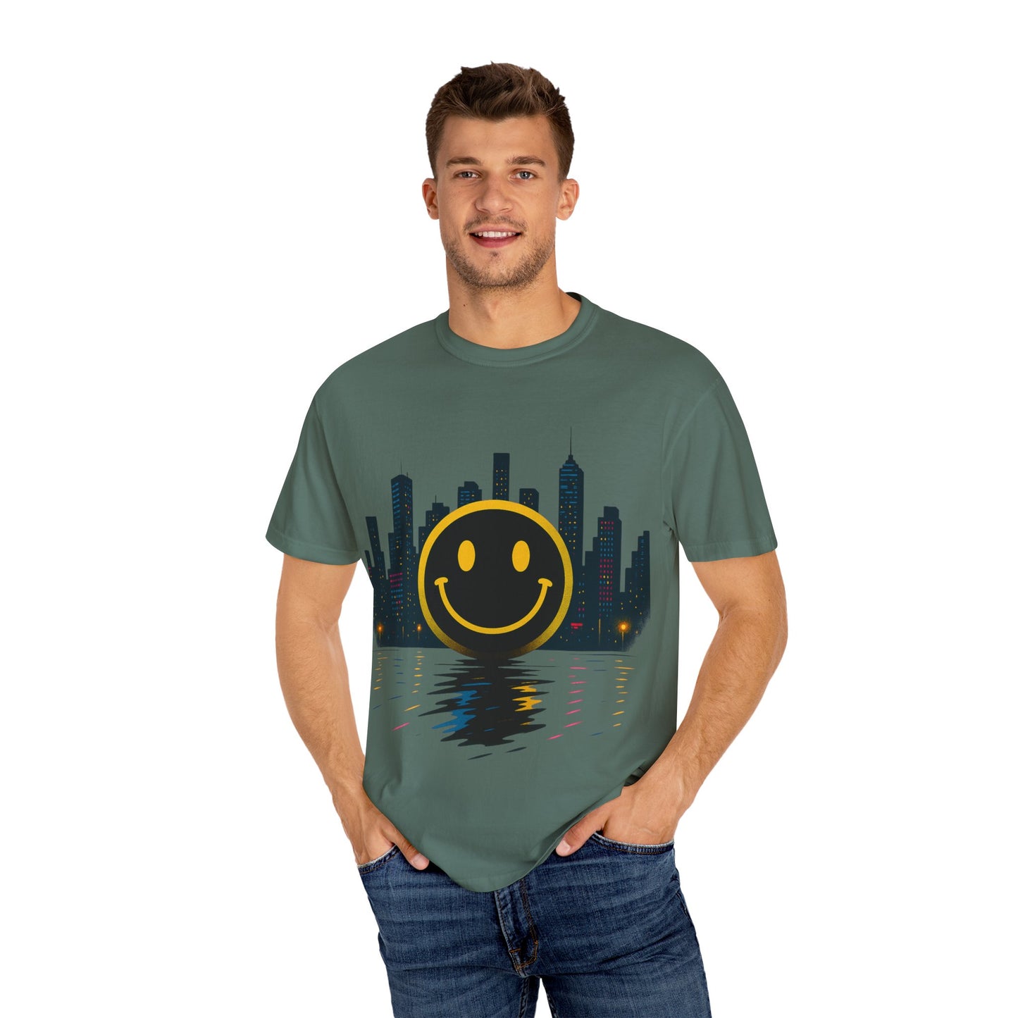 NEVERMIND SMILEY SCAPE i Smiley Face Unisex Garment-Dyed T-shirt