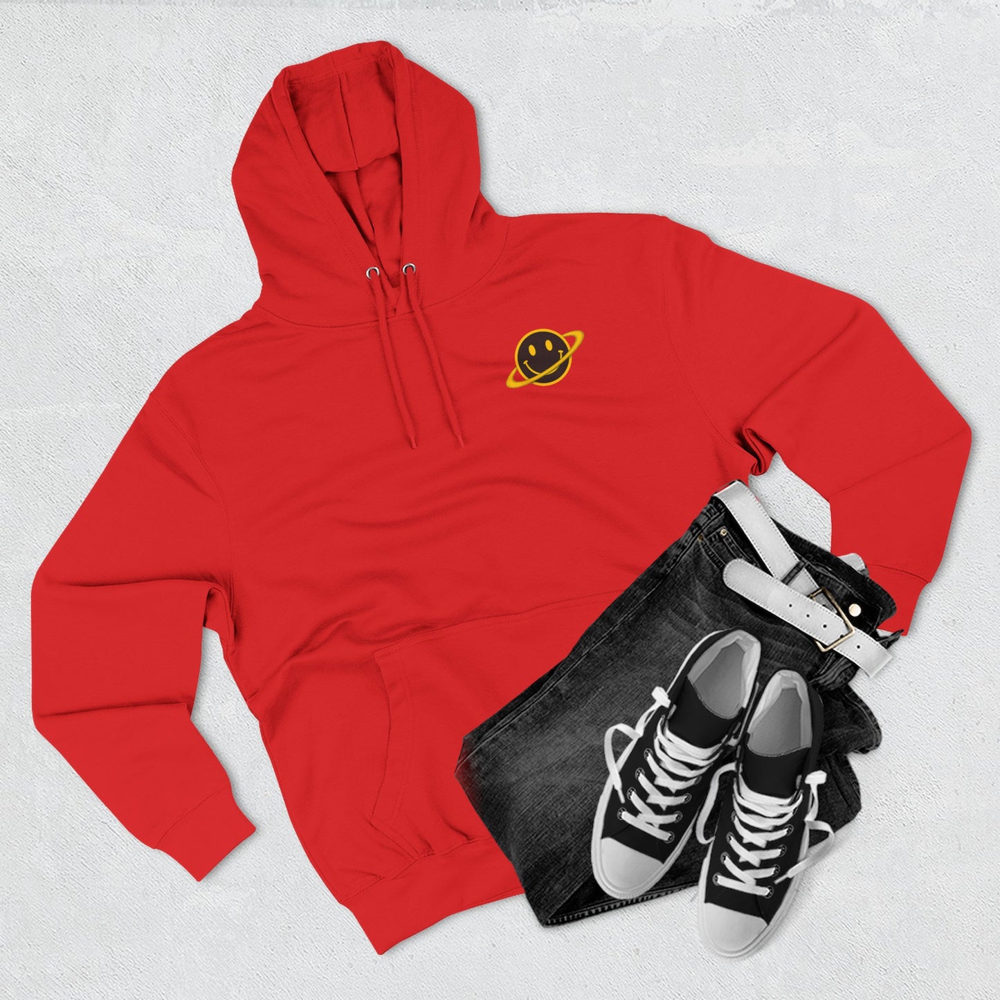 NEVERMIND PLANET Smiley Face Three-Panel Fleece Hoodie, Comfortable Sweatshirt for Casual Wear, Gift for Friends, Happy Vibes, Art-Inspired Fashion, [...]