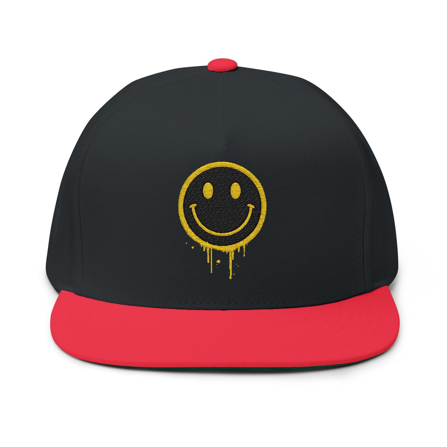 NEVERMIND Graffiti Smiley Face Flat Bill Cap, Trendy Embroidered Hat for Casual Outfits, Gift for Him/Her, Summer Style, Streetwear Cap