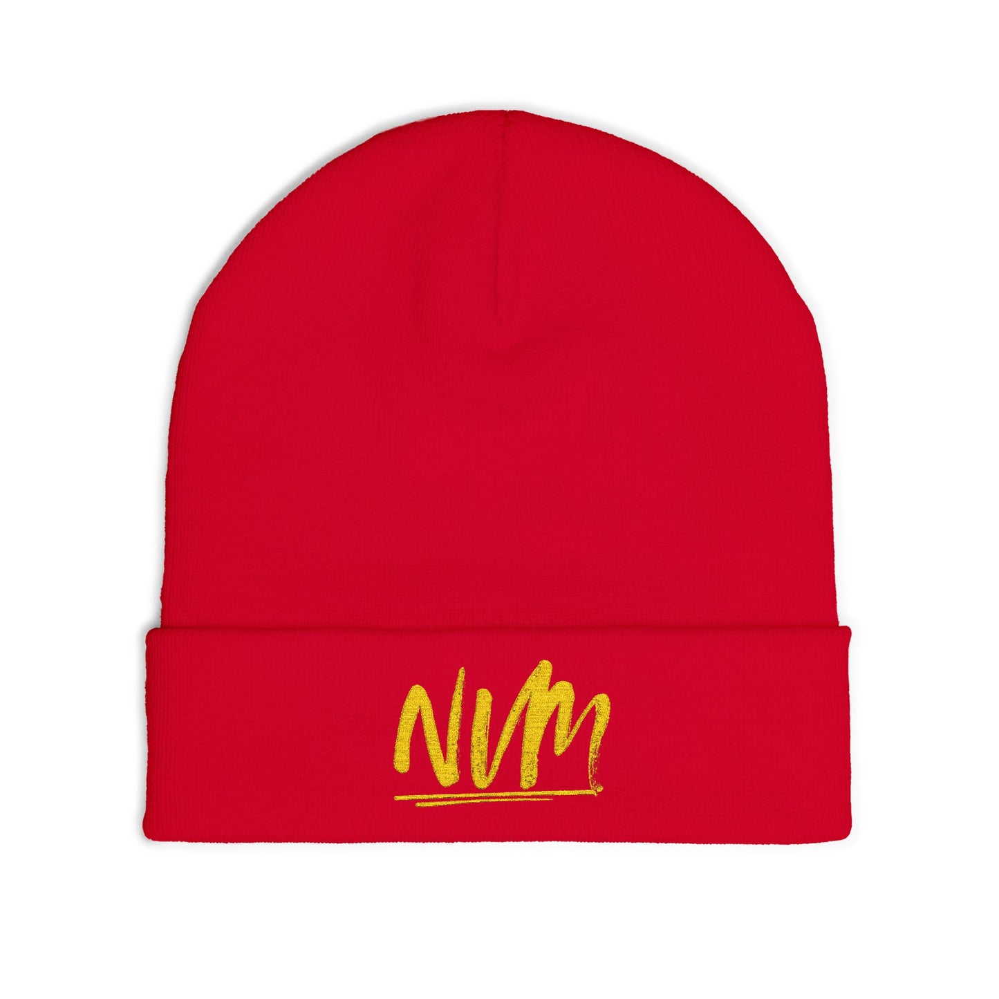 NEVERMIND ( NVM SWOOSH ) Cozy Knit Beanie with Custom Embroidery | Personalized Winter Hat, Unisex Beanie, Gift for Him/Her, Warm Accessory for All Occasions