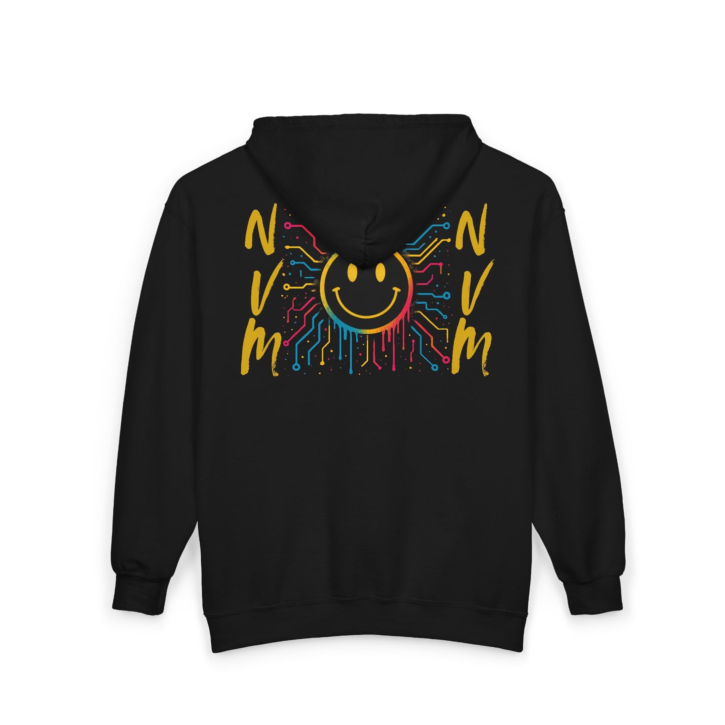 NEVERMIND GRID Smiley Face Zip Hoodie | Unisex Casual Wear, Perfect for Gifting, Fall Fashion, Streetwear, Cozy Layering