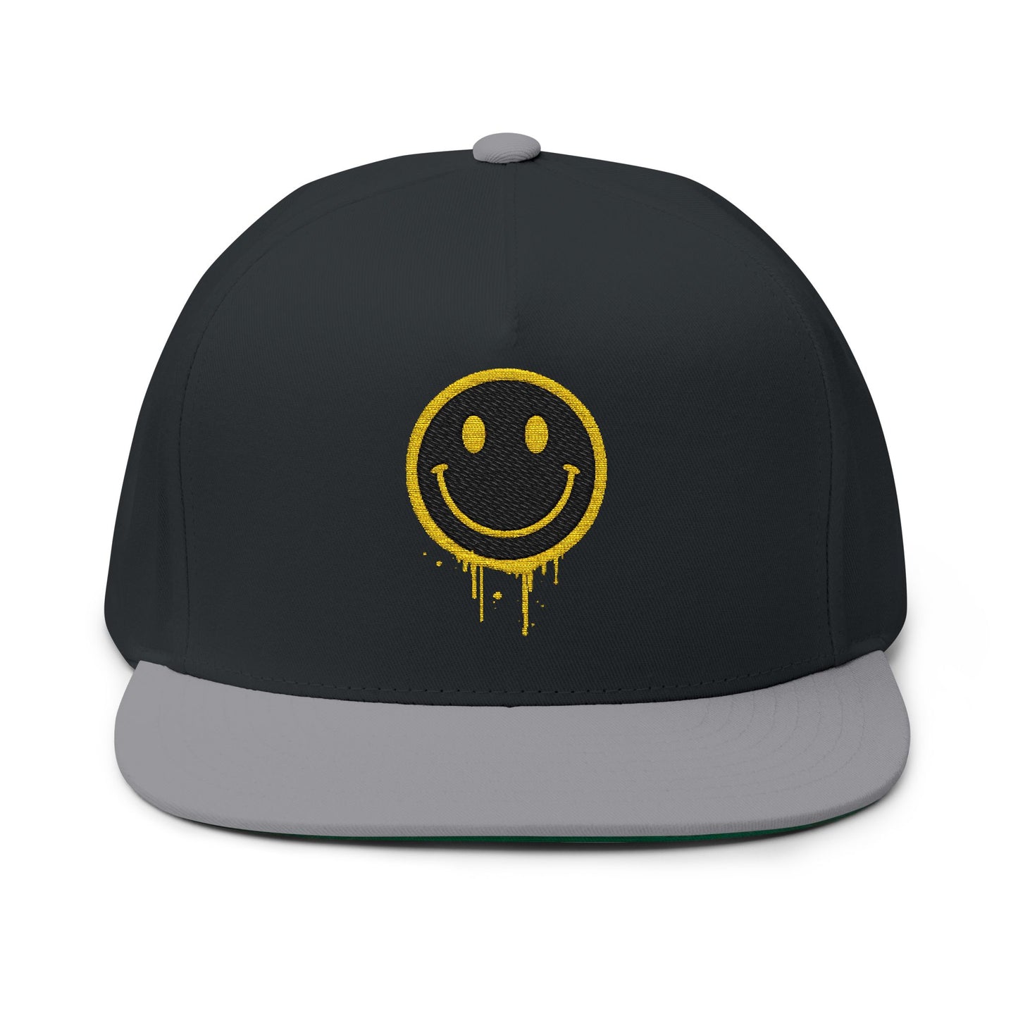 NEVERMIND Graffiti Smiley Face Flat Bill Cap, Trendy Embroidered Hat for Casual Outfits, Gift for Him/Her, Summer Style, Streetwear Cap