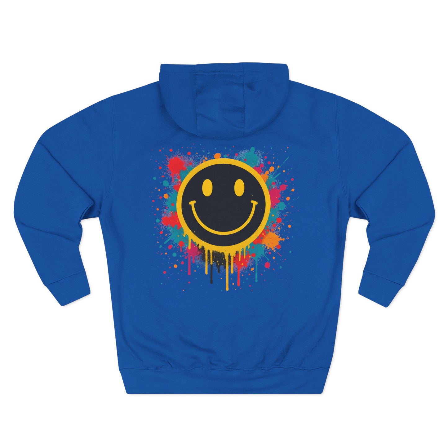 Smiley Face Three-Panel Fleece Hoodie, Comfortable Sweatshirt for Casual Wear, Gift for Friends, Happy Vibes, Art-Inspired Fashion, [...]