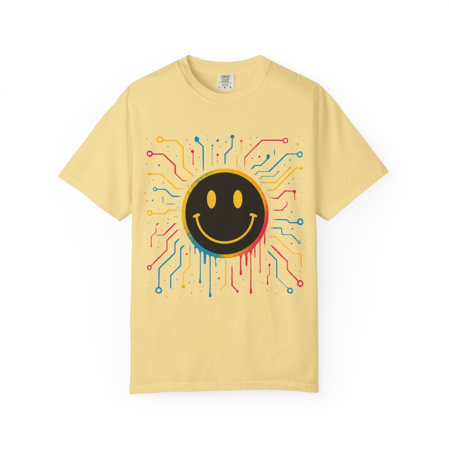 NEVERMIND GRID Smiley Face Unisex Garment-Dyed T-shirt