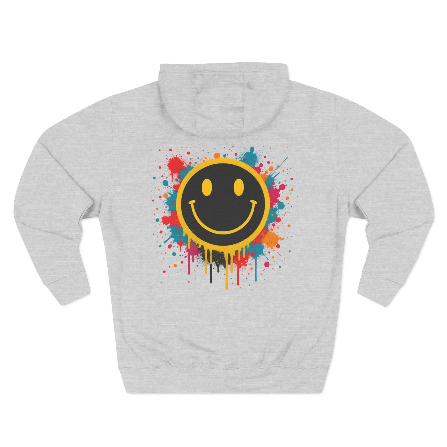 Smiley Face Three-Panel Fleece Hoodie, Comfortable Sweatshirt for Casual Wear, Gift for Friends, Happy Vibes, Art-Inspired Fashion, [...]