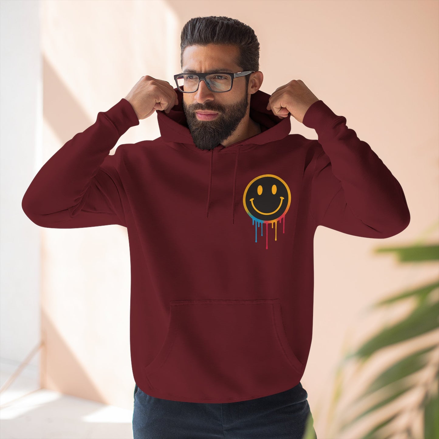 NEVERMIND GRID Smiley Face Three-Panel Fleece Hoodie, Comfortable Sweatshirt for Casual Wear, Gift for Friends, Happy Vibes, Art-Inspired Fashion, [...]