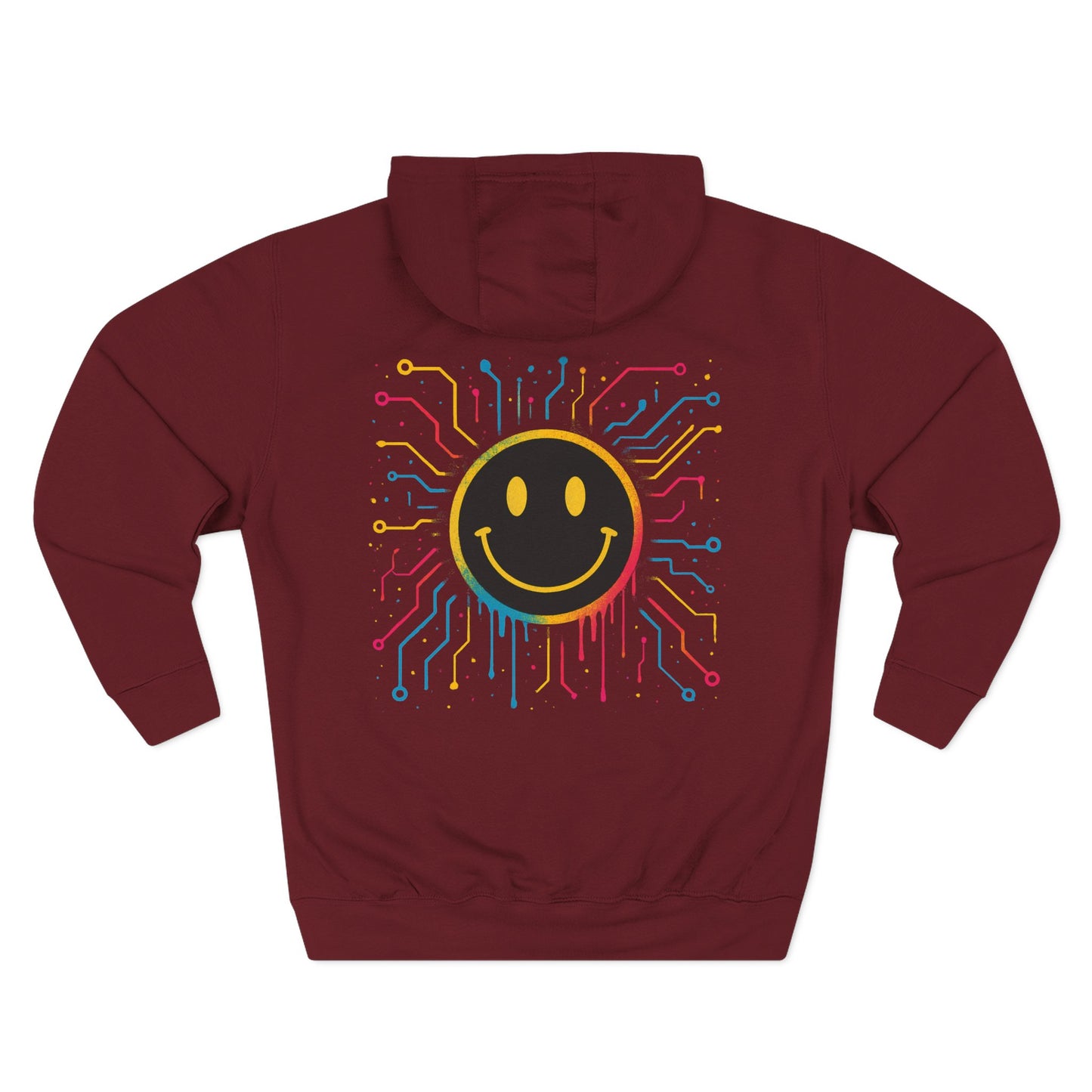 NEVERMIND GRID Smiley Face Three-Panel Fleece Hoodie, Comfortable Sweatshirt for Casual Wear, Gift for Friends, Happy Vibes, Art-Inspired Fashion, [...]