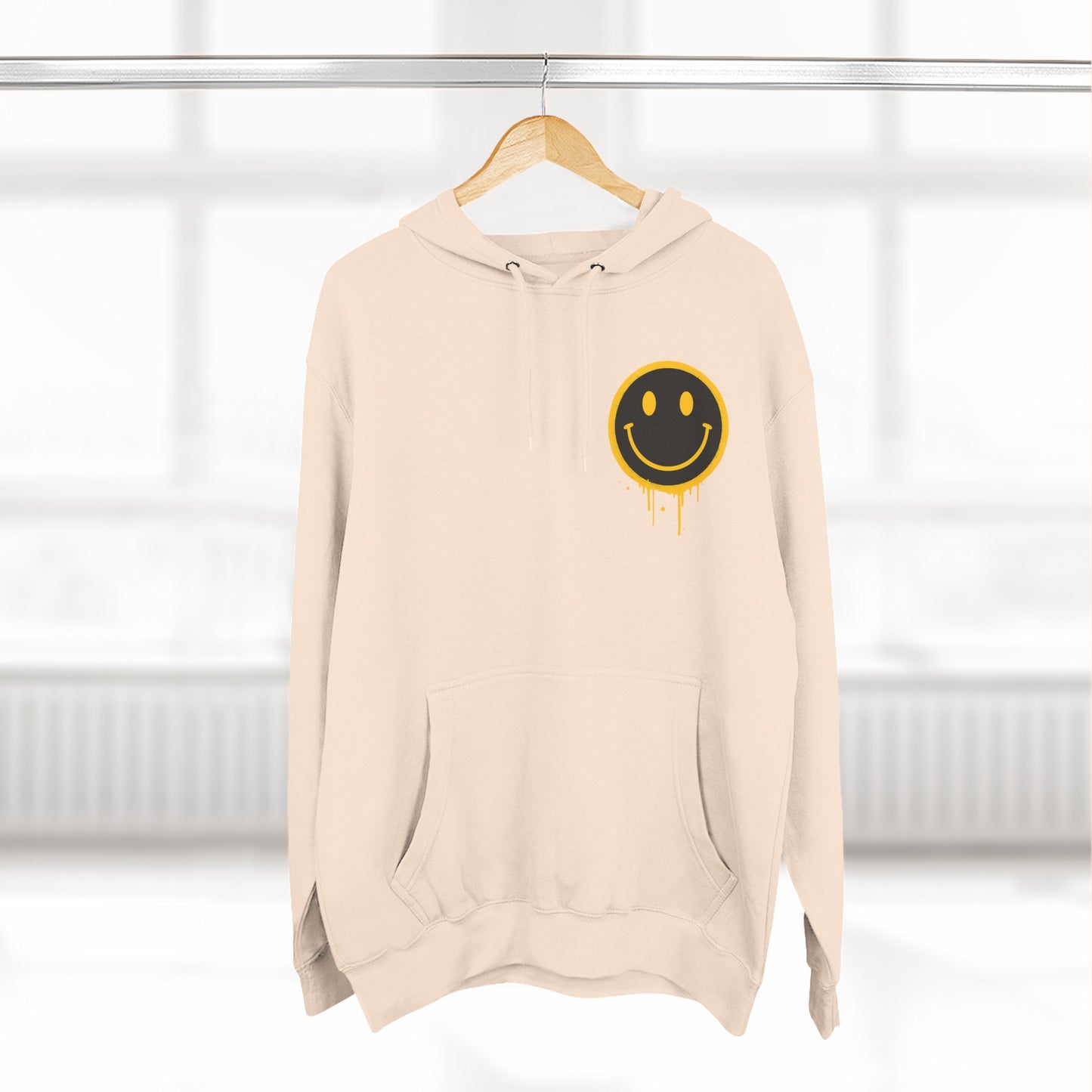 Smiley Face Three-Panel Fleece Hoodie, Comfortable Sweatshirt for Casual Wear, Gift for Friends, Happy Vibes, Art-Inspired Fashion, [...]
