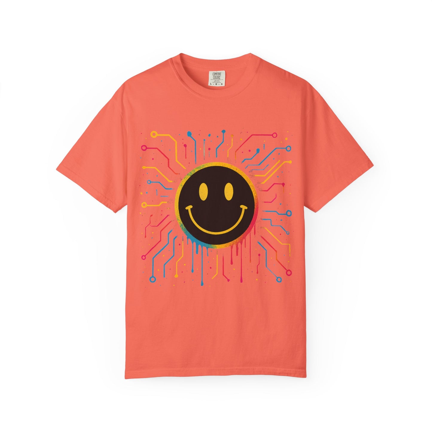NEVERMIND GRID Smiley Face Unisex Garment-Dyed T-shirt