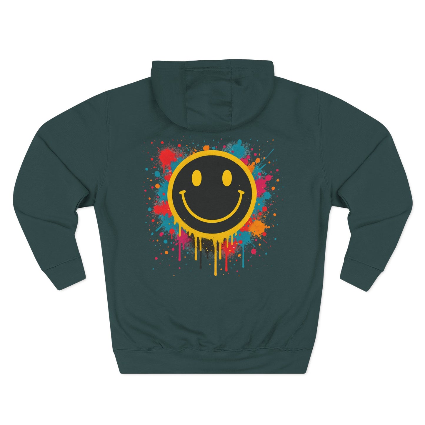 Smiley Face Three-Panel Fleece Hoodie, Comfortable Sweatshirt for Casual Wear, Gift for Friends, Happy Vibes, Art-Inspired Fashion, [...]