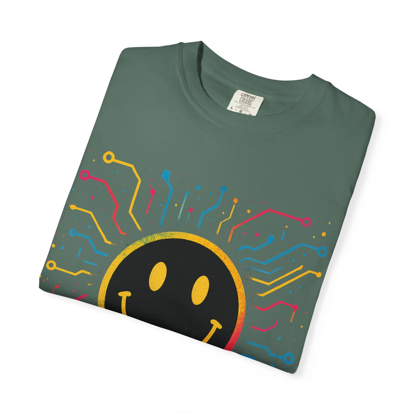 NEVERMIND GRID Smiley Face Unisex Garment-Dyed T-shirt