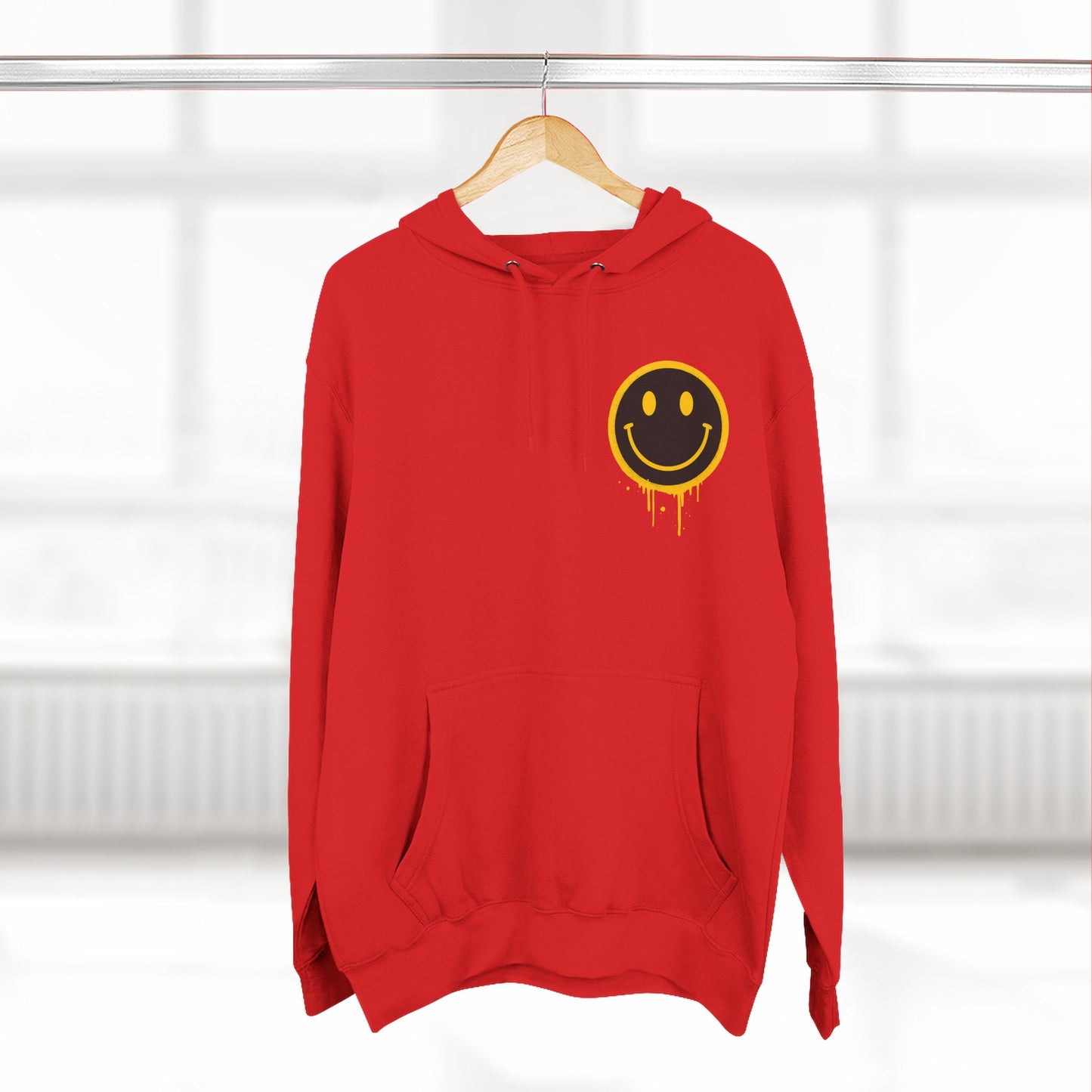 Smiley Face Three-Panel Fleece Hoodie, Comfortable Sweatshirt for Casual Wear, Gift for Friends, Happy Vibes, Art-Inspired Fashion, [...]
