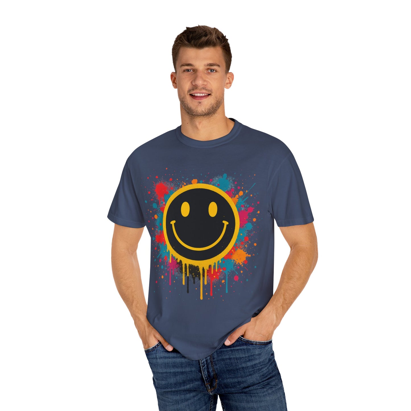 NEVERMIND Graffiti Smiley Face Unisex Garment-Dyed T-shirt