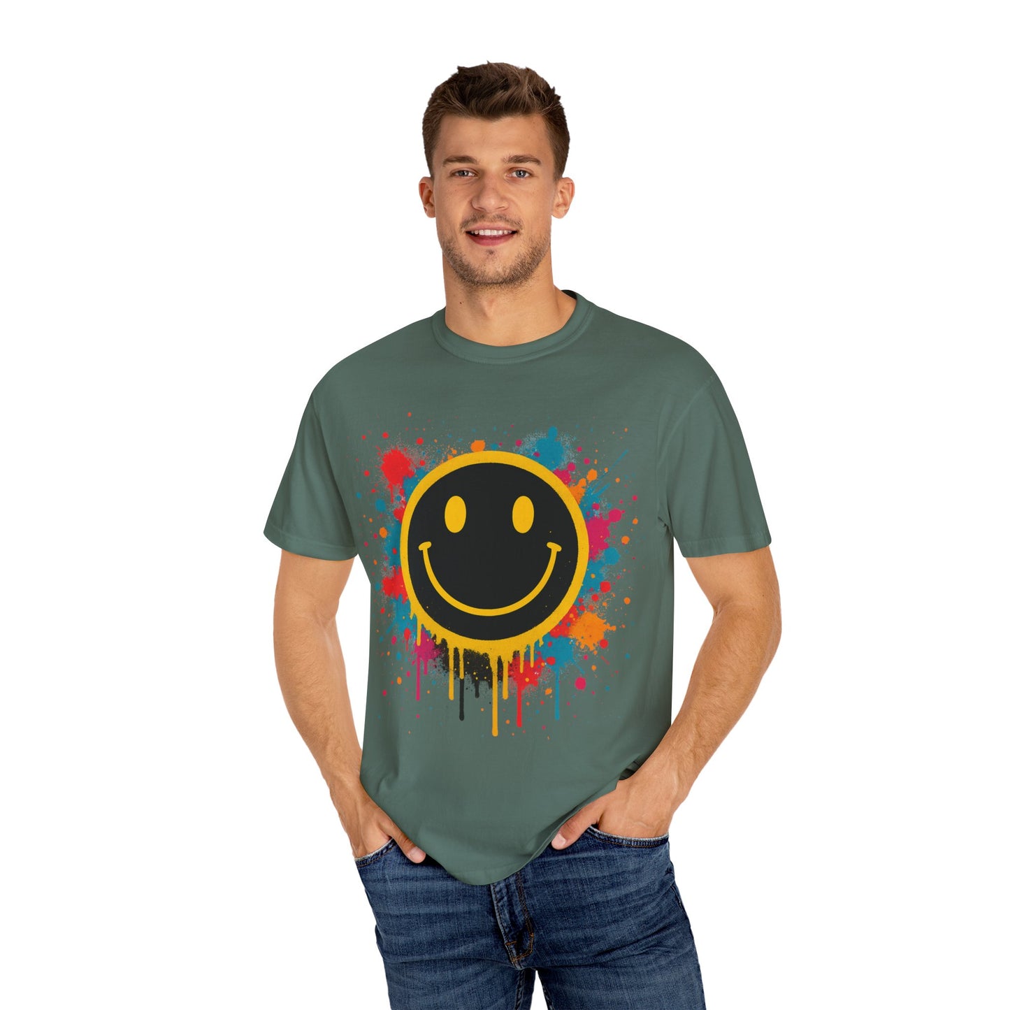 NEVERMIND Graffiti Smiley Face Unisex Garment-Dyed T-shirt