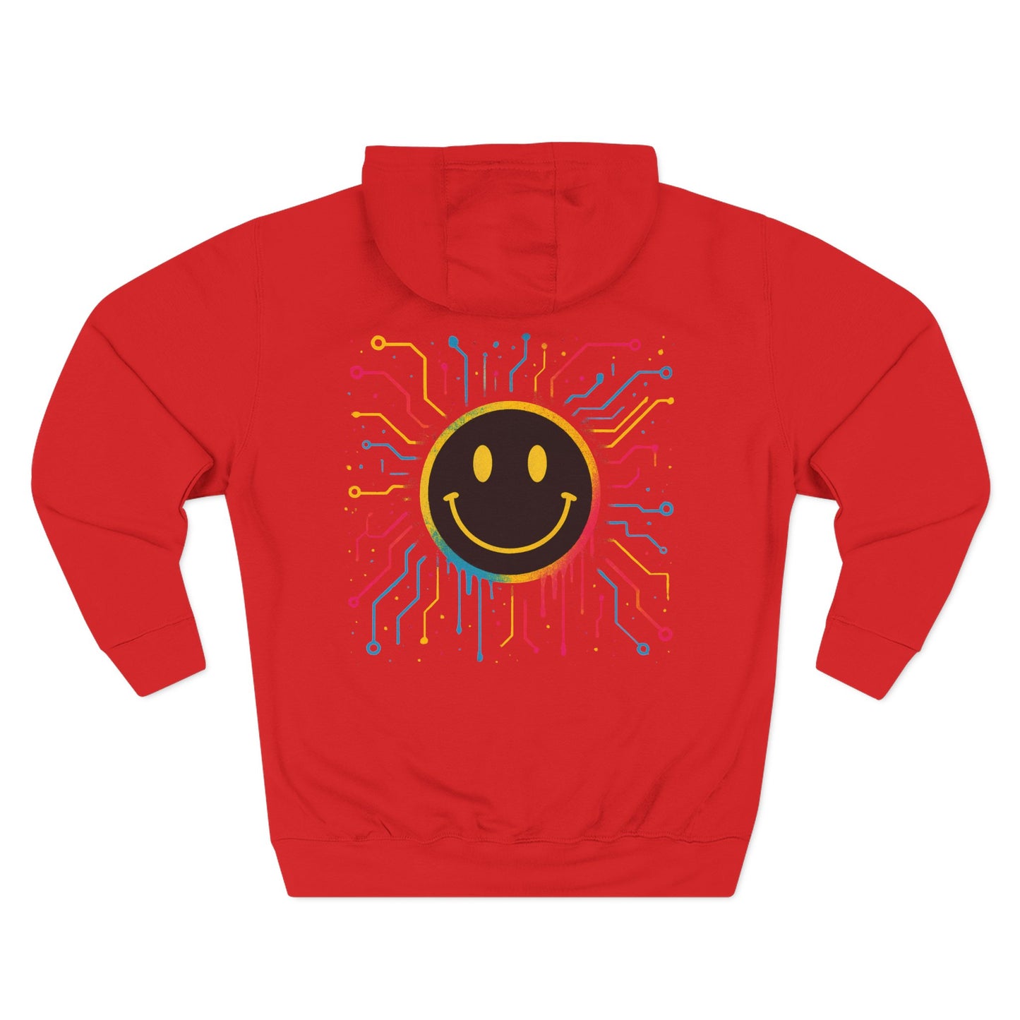 NEVERMIND GRID Smiley Face Three-Panel Fleece Hoodie, Comfortable Sweatshirt for Casual Wear, Gift for Friends, Happy Vibes, Art-Inspired Fashion, [...]