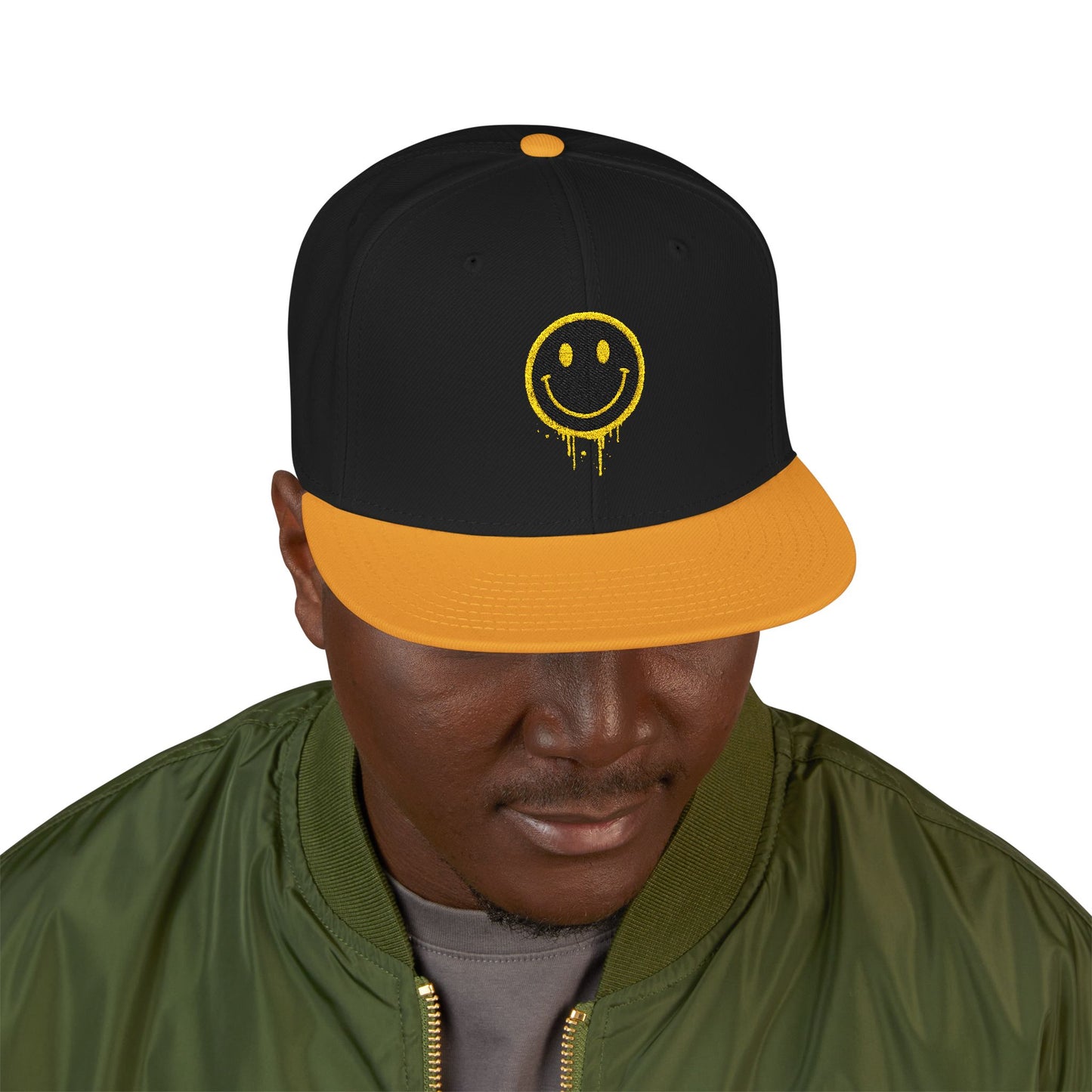 NEVERMIND Graffiti Smiley Face Embroidered Snapback Cap, Trendy Hat for Summer, Streetwear Accessory, Gift for Teenagers, Casual Outfit
