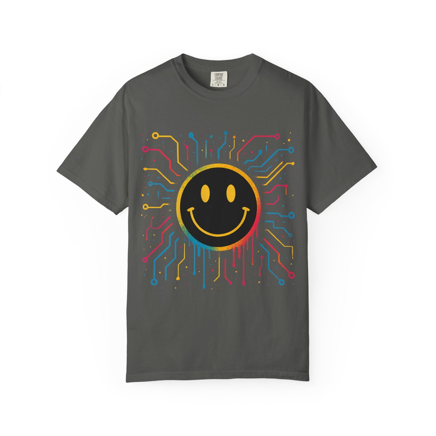 NEVERMIND GRID Smiley Face Unisex Garment-Dyed T-shirt